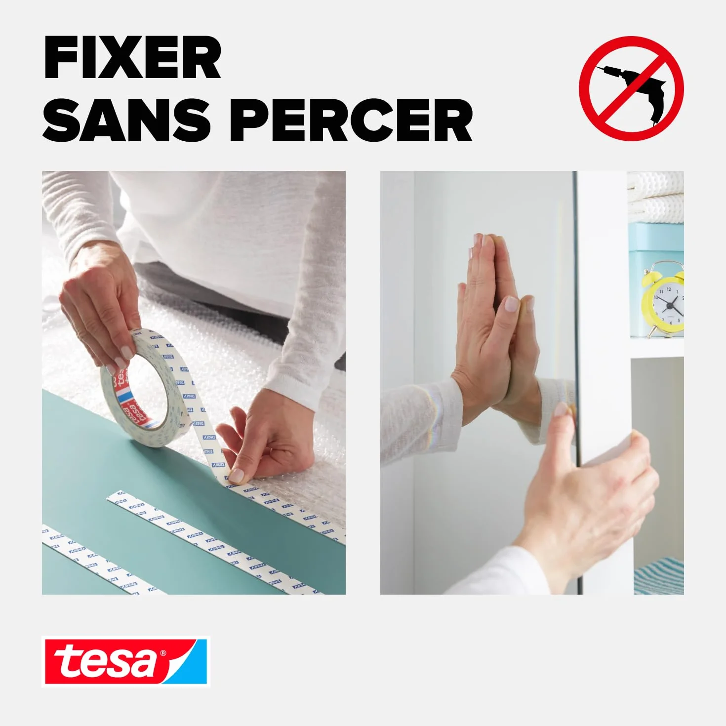 tesa Ruban Adhésif Double-Face de Montage Spécial Miroirs 1,5 m x 1,9 cm Résistant Pièces Humides
