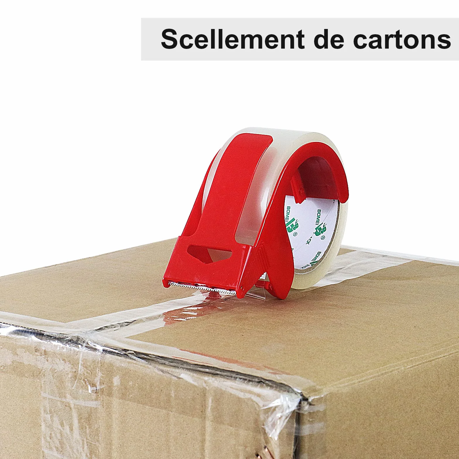 BOMEI PACK 6 rouleaux ruban adhésif transparent 48 mm x 66 m avec dévidoir