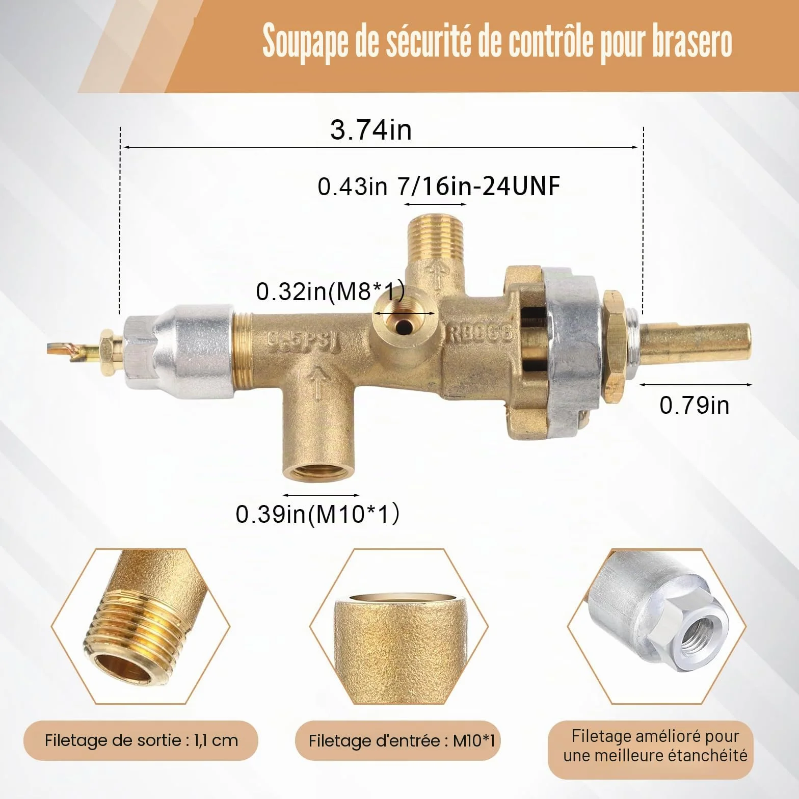 Kit de réparation de sécurité pour chauffage de terrasse à gaz, ensemble de pièces de rechange pour système de chauffage extérieur, avec soupape de commande, interrupteurs d'inclinaison, thermocouples