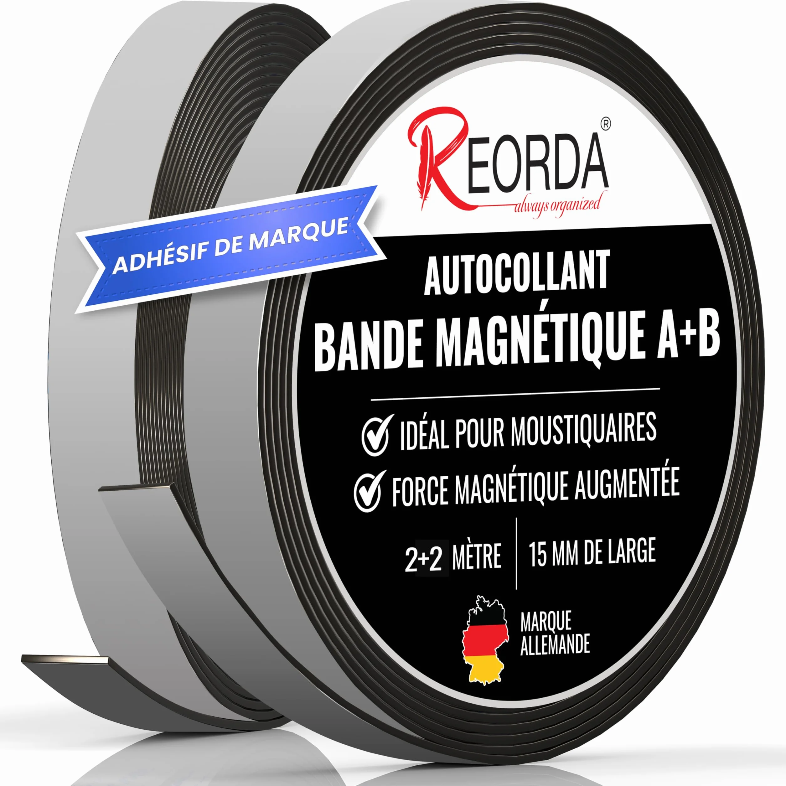 Reorda Bande Magnétique pour Moustiquaires A+B DIY Attraction Mutuelle