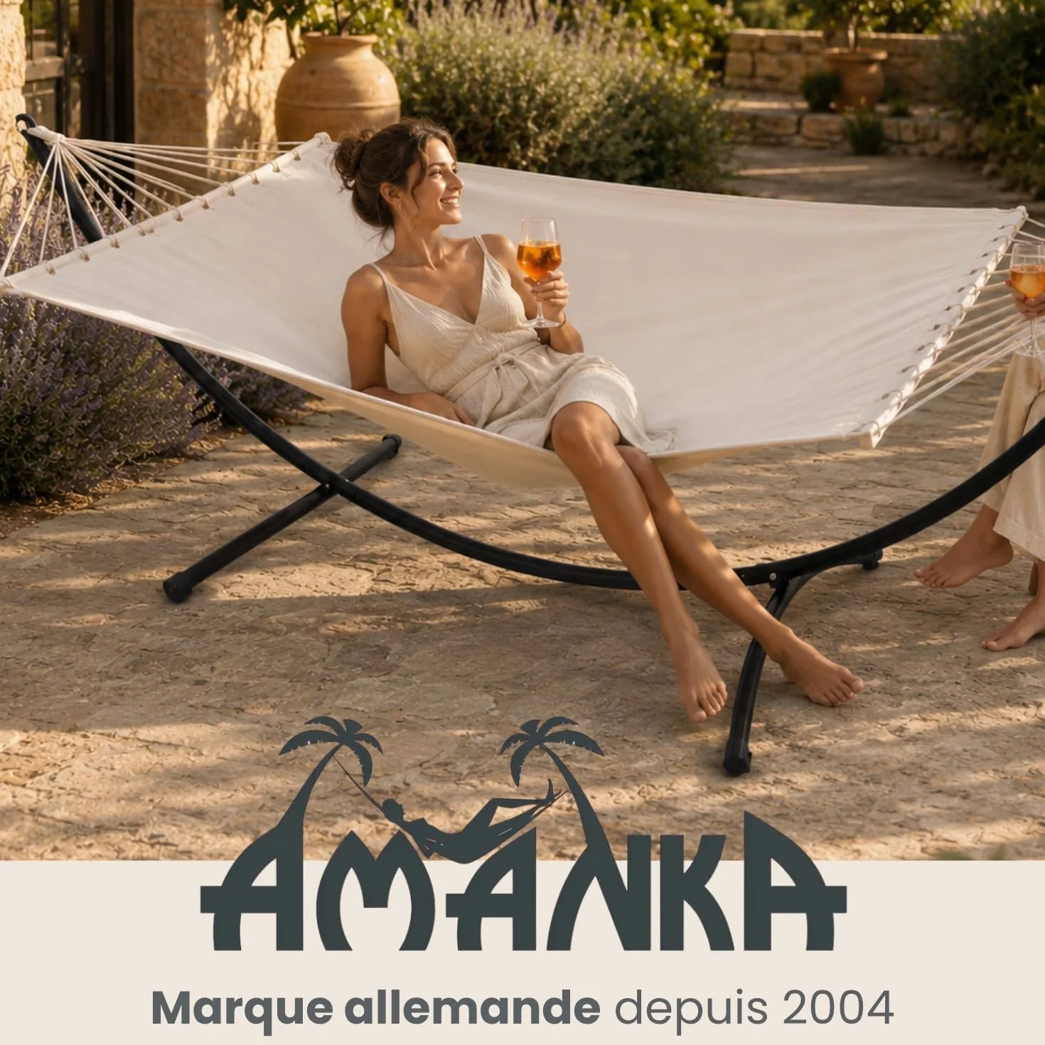 AMANKA Support de Hamac 120kg 300x100 Structure Extérieure Métal Cadre Jardin