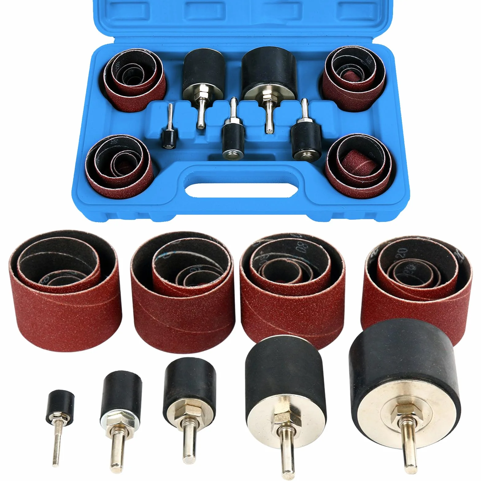FreeTec Tambour de Ponçage 25pces Manchon Abrasif 80 120 Grain pour Ponceuse Ø12-50 mm