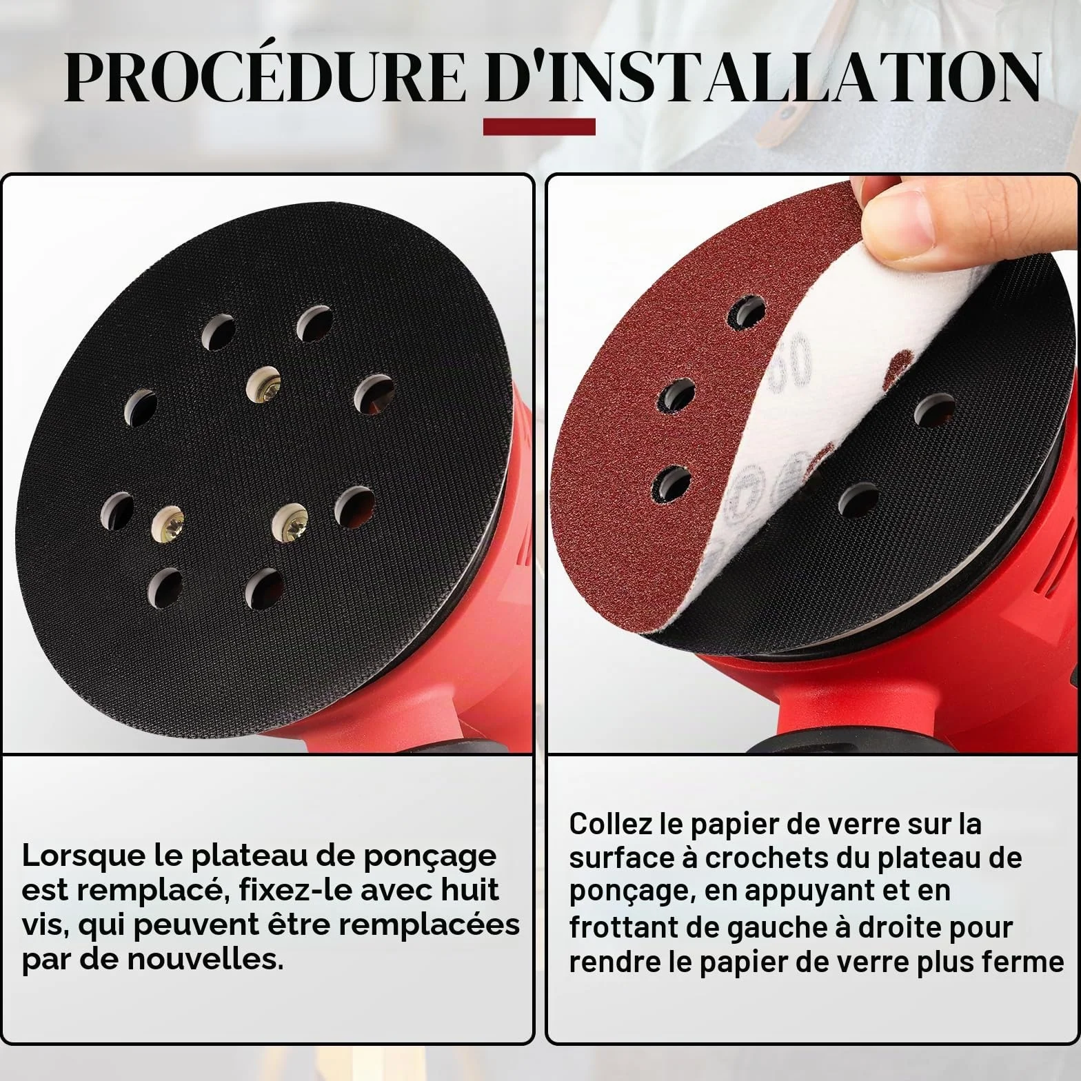 Makita Plateau de Ponçage 125mm 8 Trous Remplacement BO5021 BO5031 BO5041 BO5010 M9204