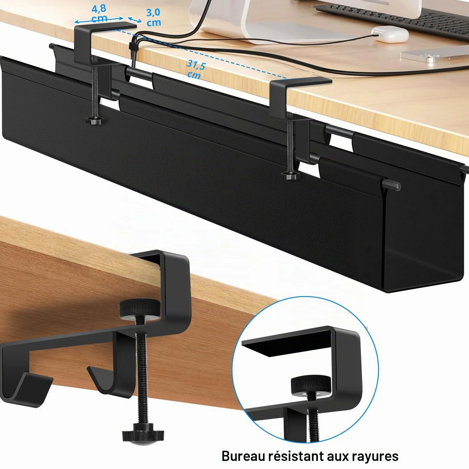 Perçage Gratuit Cable Management Bureau 70cm Table Organiseur Flexible Fixation Imperméable