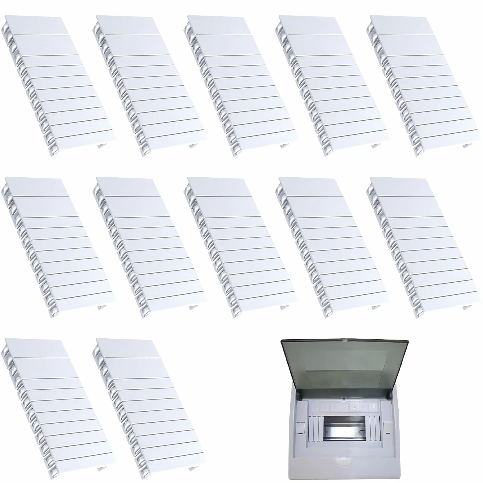 Cache-Vide pour Tableau Électrique Modulaire Blanc 12pces, Compatible Standard
