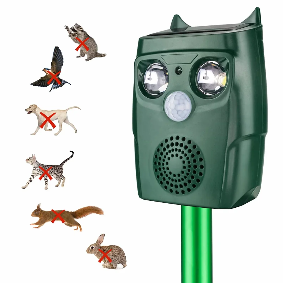 Répulsif Chat Exterieur, Répulsif Chat Ultrason Solaire, Ultrason Anti Chats, Charge de Solaire USB, Répulsif Animaux pour Jardin Chats, Oiseaux, Renard, Souris et Rat, Pigeon, Lapin