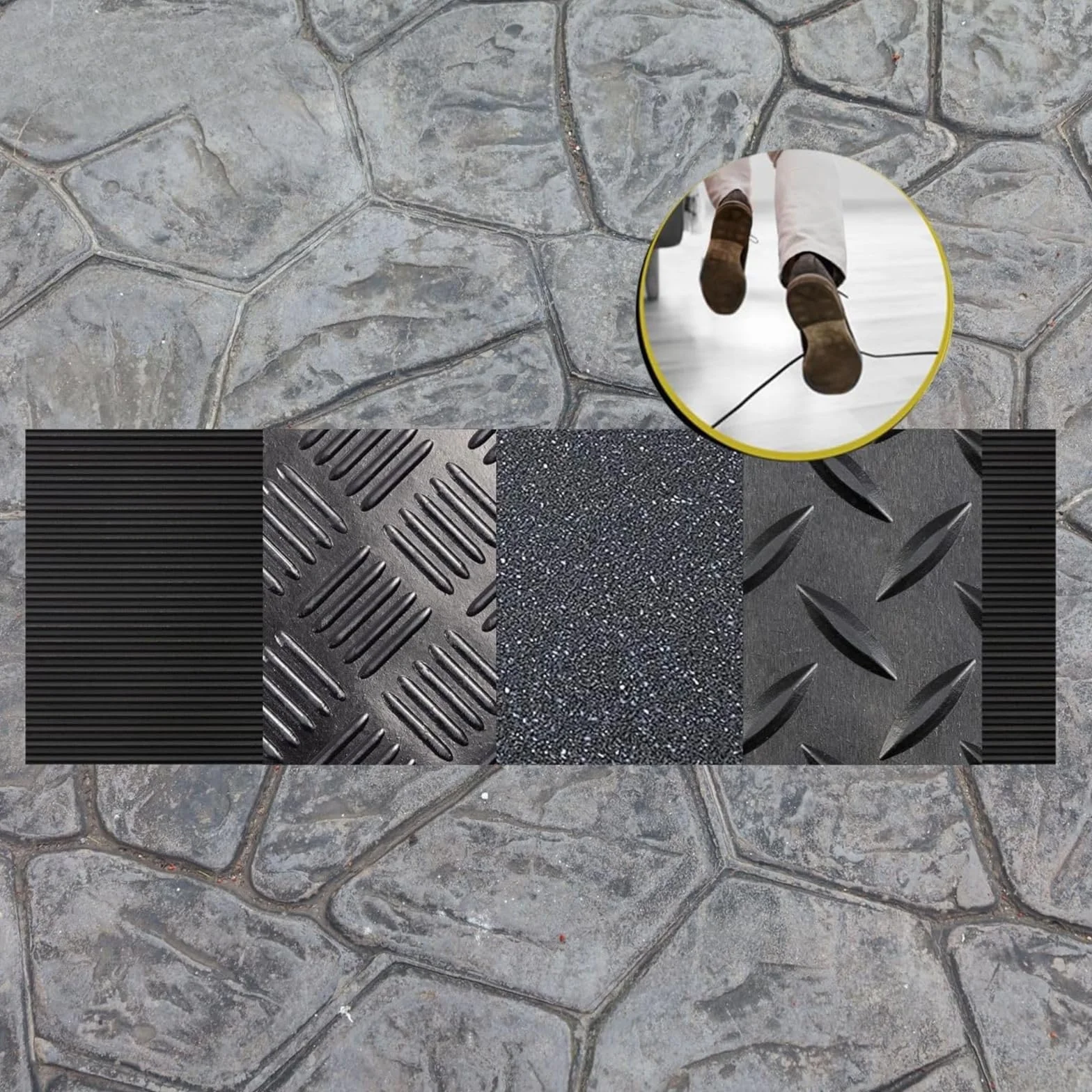 Tapis de Sol en Caoutchouc Antidérapant Imperméable Couvre-câbles 50 x 100 cm Noir