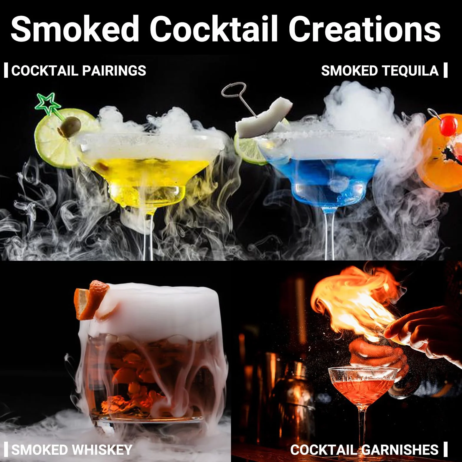 Kit Fumoir Whisky Nostalgia Smoker pour Boissons, Bourbon, Steak, Poisson et Fromage - Infusion de Fumée
