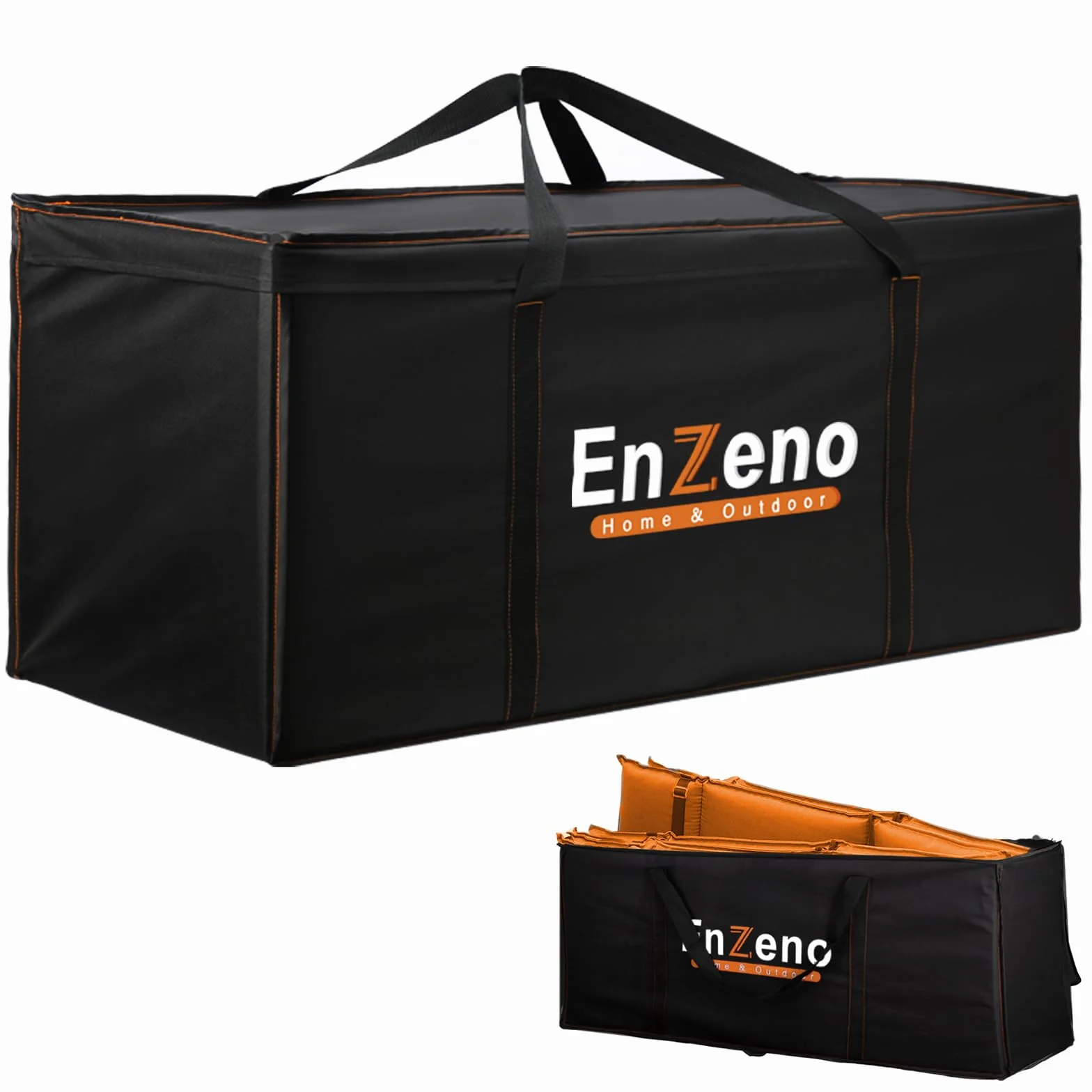 Enzeno Sac de rangement coussins meubles jardin tissu Oxford 420D anti-UV poignée transport fermeture éclair