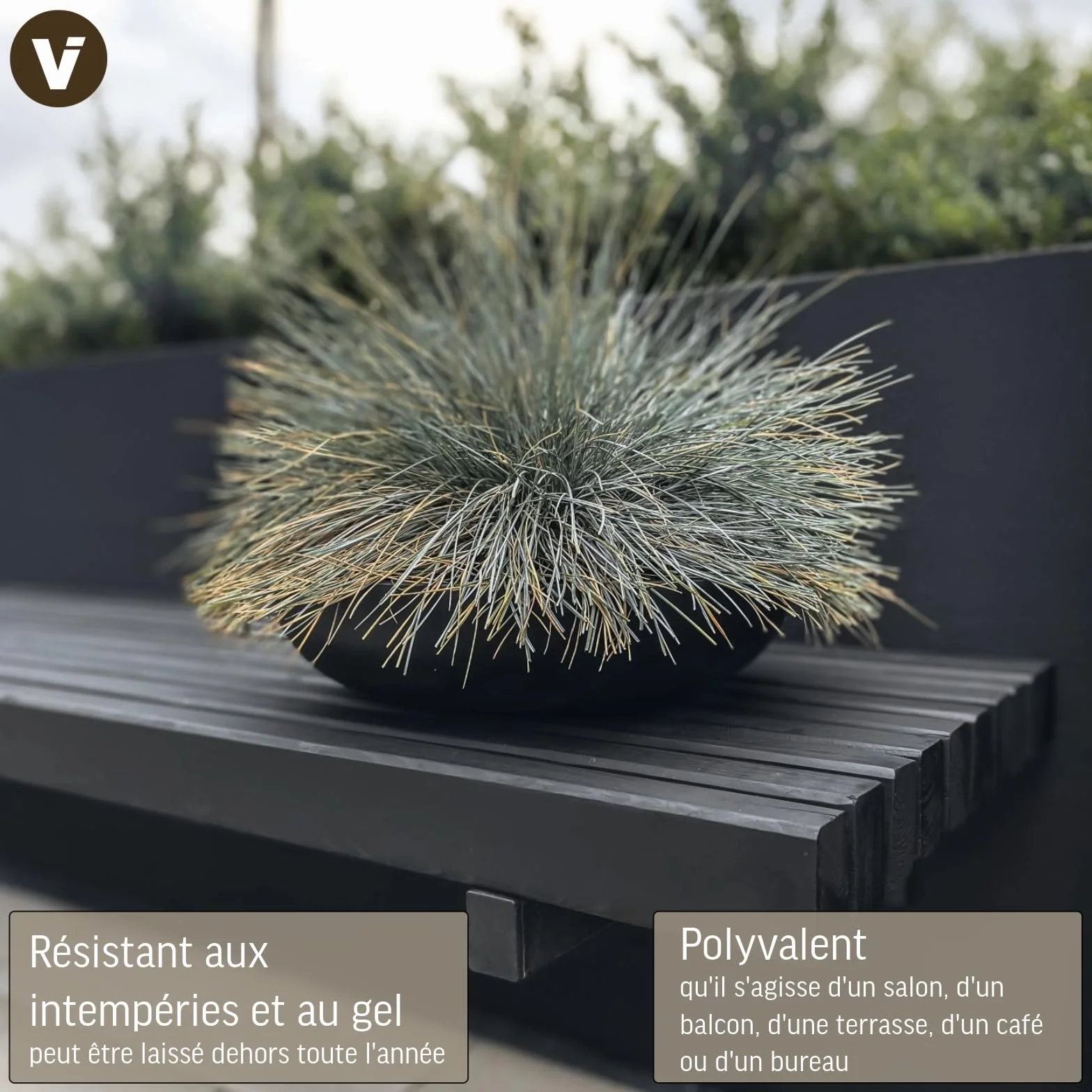 VIVANNO Coupe à Plantes en Fibre de Verre Anthracite 9 x 34 cm