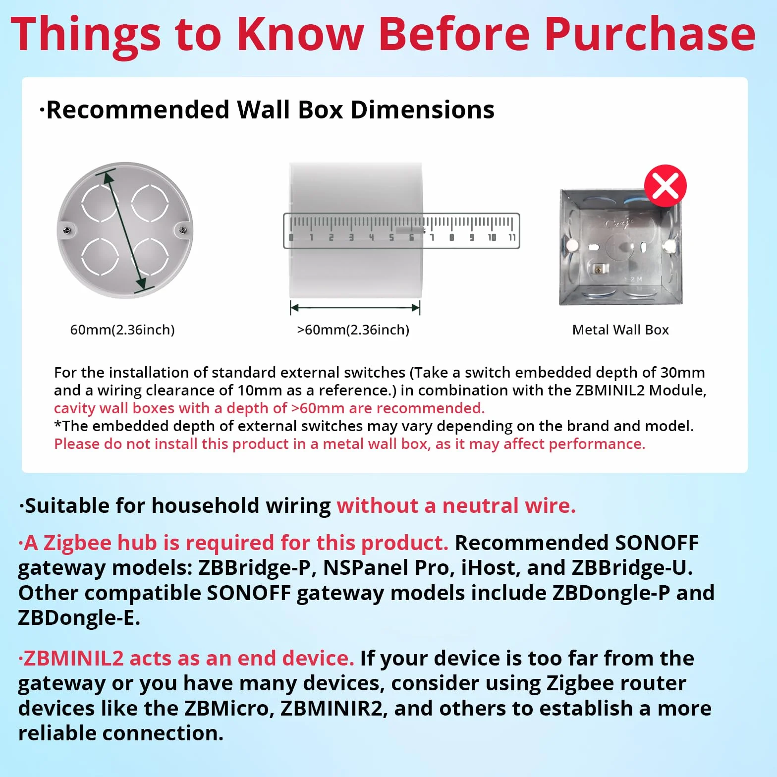 SONOFF ZBMINIL2 ZigBee Interrupteur Sans Fil 6A/1440W 2-Way Smart Switch Compatible Alexa Google Home ZigBee 3.0 (2 Pack)