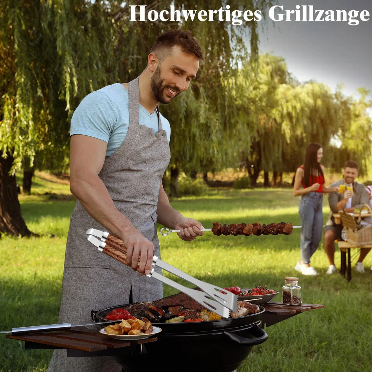 Grilliance Kit d'accessoires pour Barbecue Professionnel, 26 pièces en Acier Inoxydable avec Boîtier Aluminium Marron