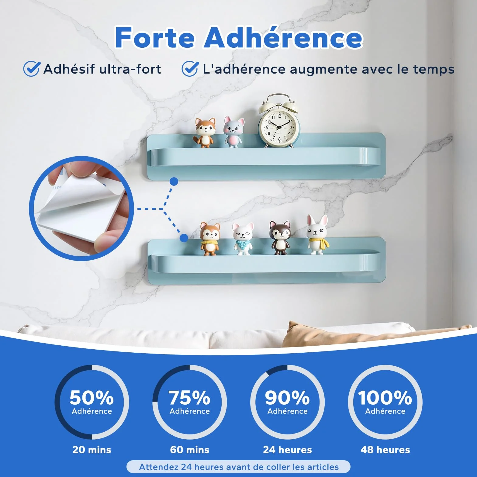 HOMMAND Adhésif Double Face Extra Fort Mousse, 40 Pièces Tampon Adhésif Imperméables Blanc