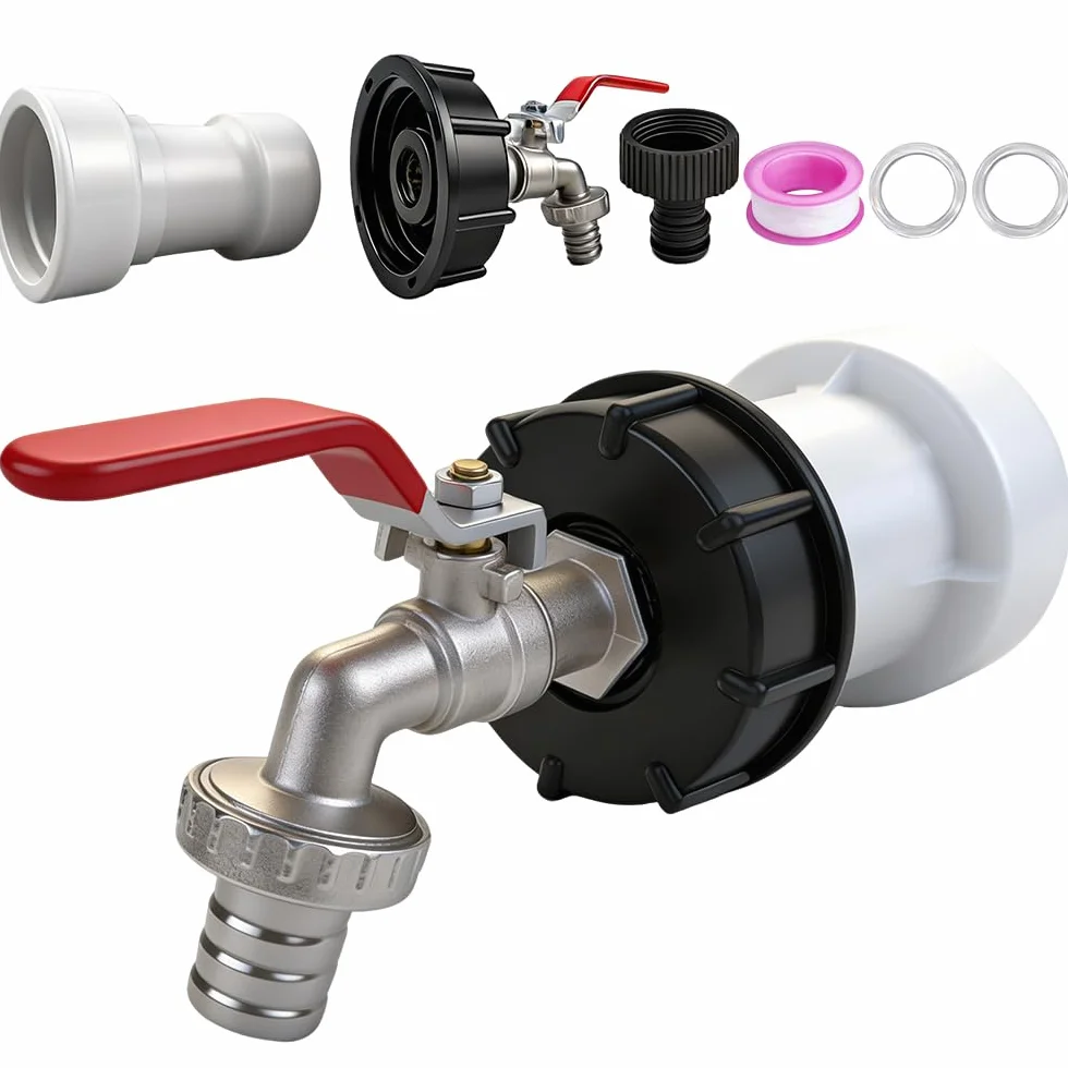 Robinet Cuve 1000l S60X6 IBC Raccord 3/4" Alliage d'aluminium Adaptateur Réservoir