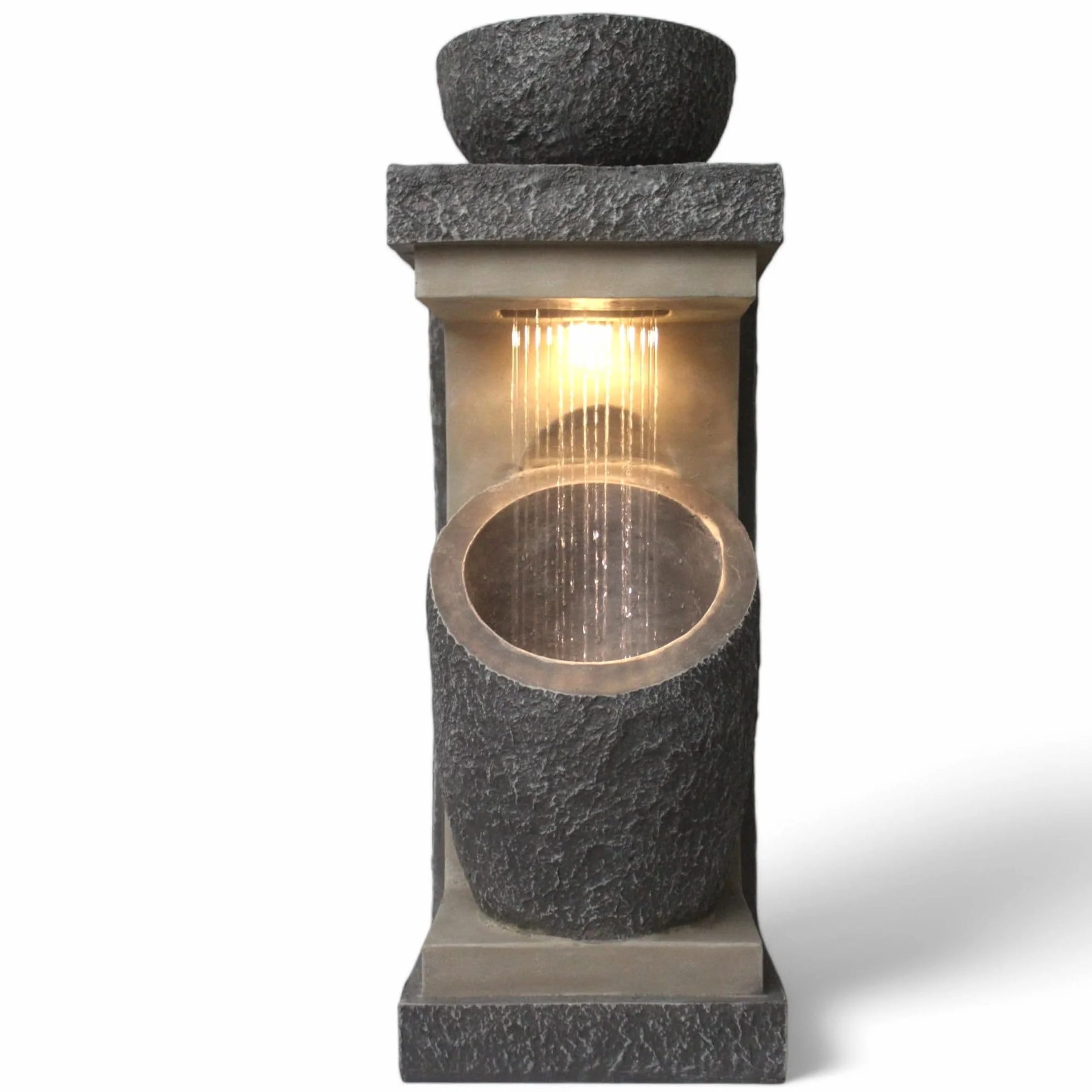Fontaine de jardin avec éclairage LED Win 30, fontaine de plantation moderne, décoration de jardin, imitation pierre, 81 cm