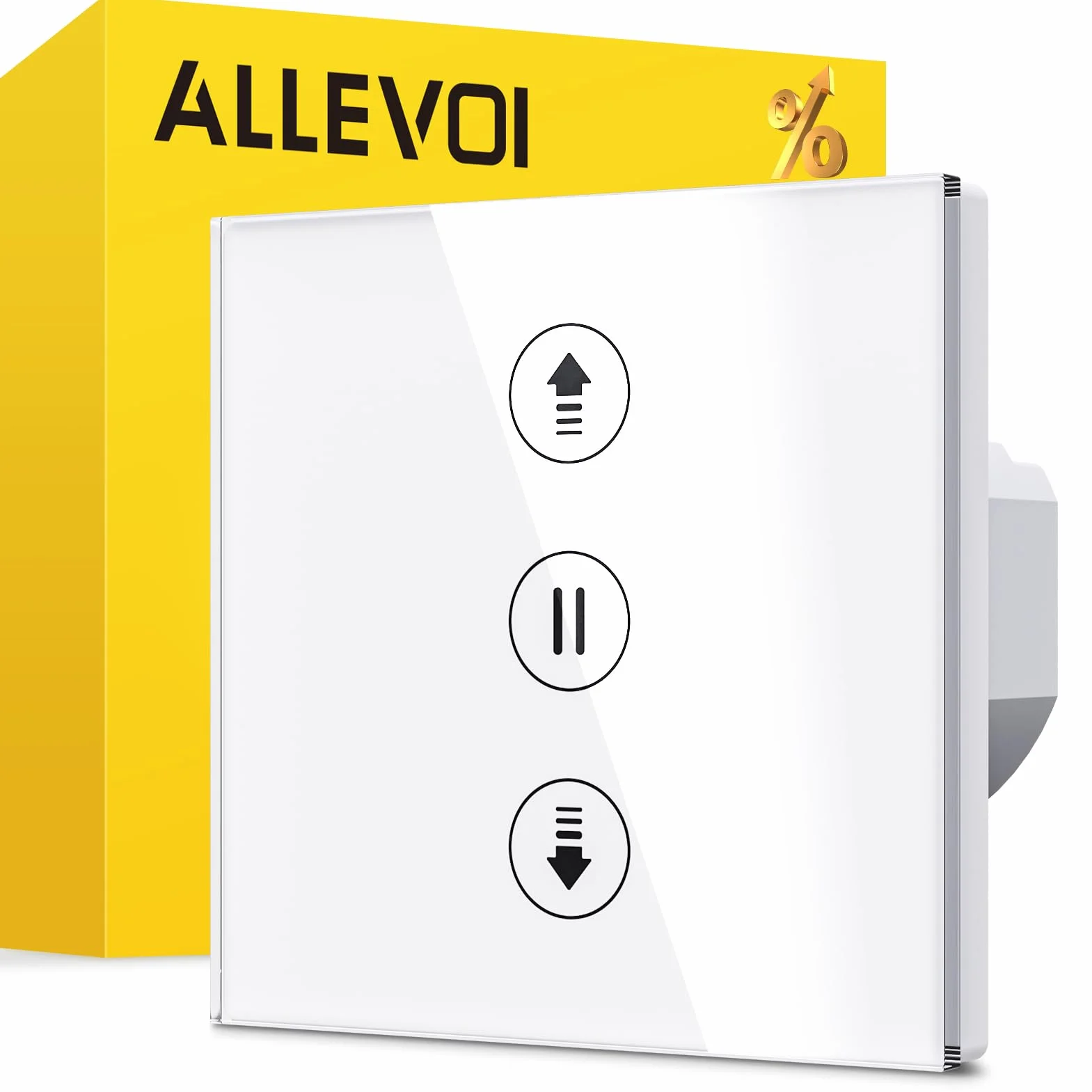 Interrupteur Volet Roulant Connecté Tactile Compatible Alexa/Google Home/Smart Life, Contrôle de Pourcentage et Commande Vocale (Fil Neutre Requis)