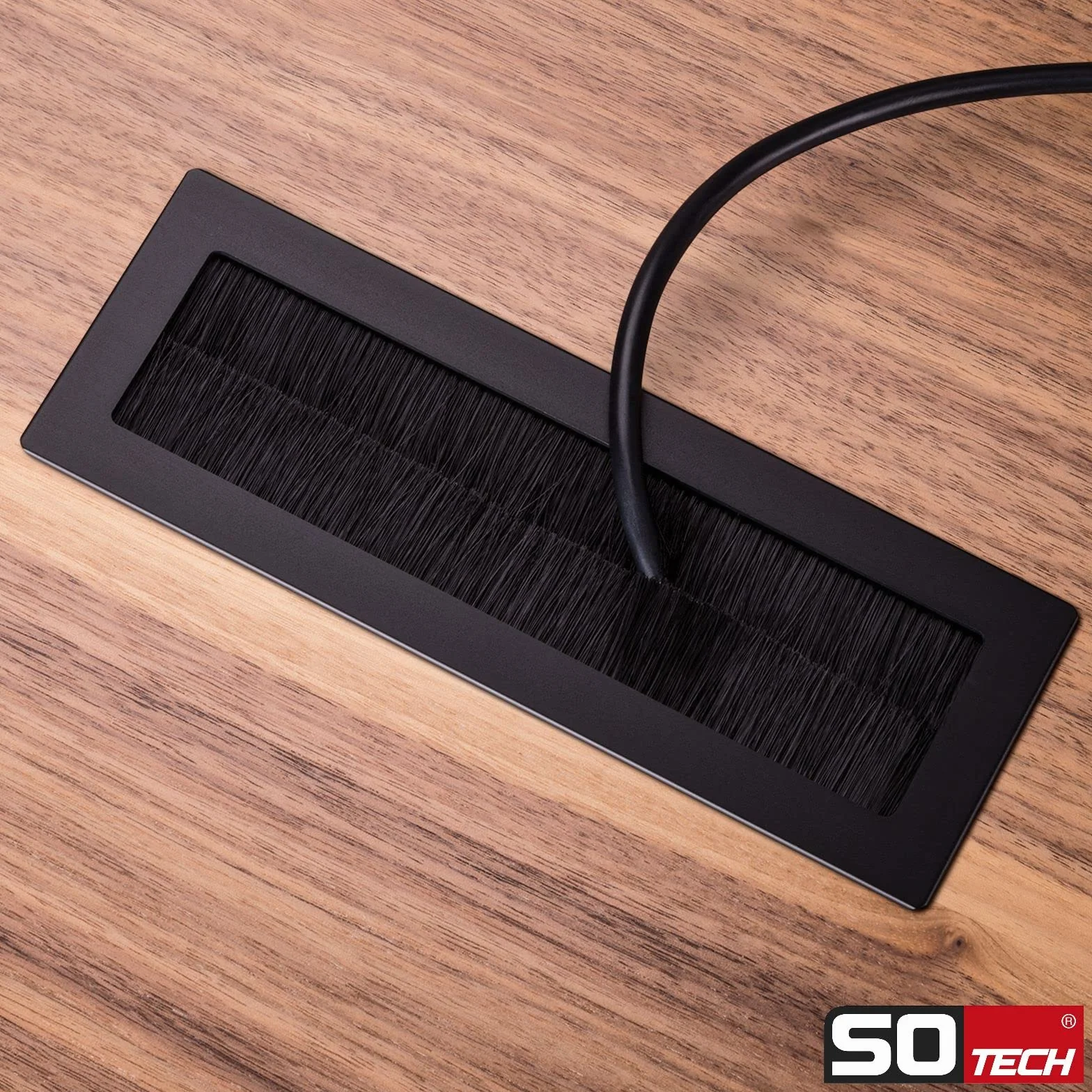 SOTECH Passage de câbles Toledo Aluminium anodisé Noir 100 x 70 mm 90 x 62 x 15,3 mm