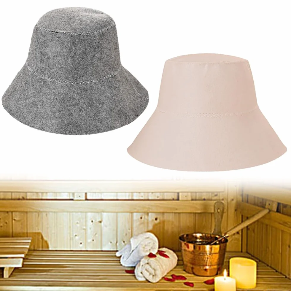 Lecreatekit Chapeau de sauna en feutre pour hammam, bain, spa, lavable en machine, gris