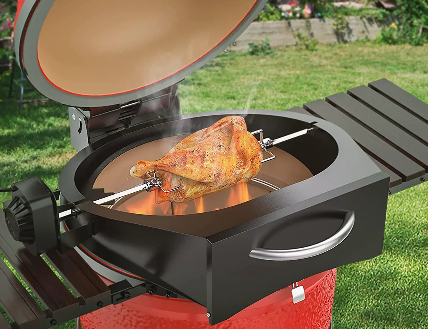 Onlyfire BRK-6065 Ensemble de rôtissoire avec anneau à pizza pour Kamado Joe Classic | Pit Boss 22 et autres grils en céramique similaires