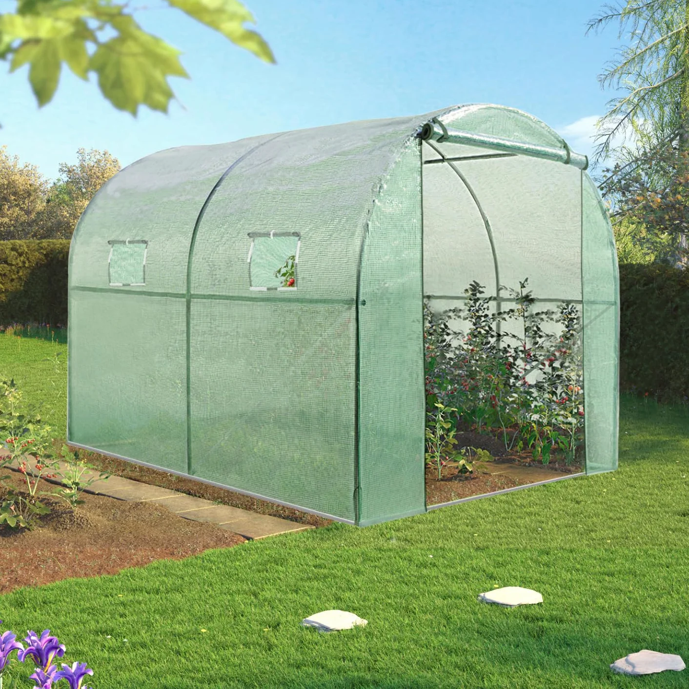 IDMarket - Serre Tunnel de Jardin 4 Saisons 6M² Verte Gamme maraîchère Roma 2x3M