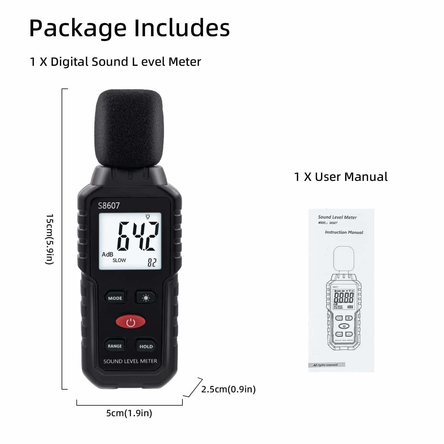 Sonomètre Numérique 30-130 dB avec Écran LCD pour Bureau, Chantier