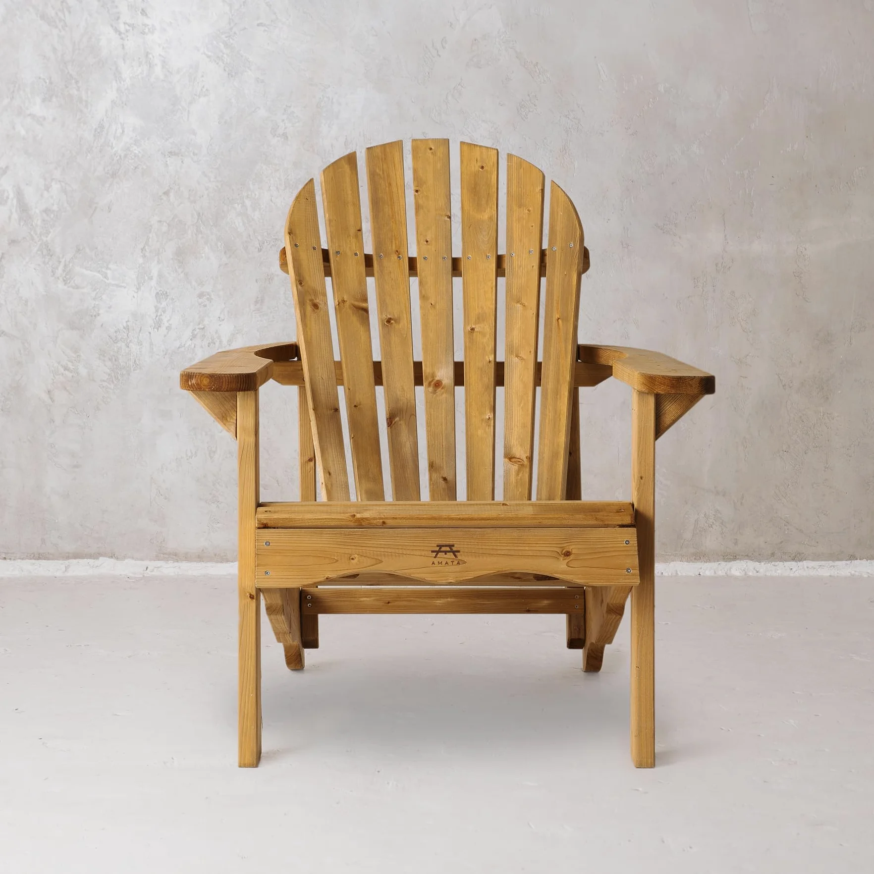 Amata UNGURS Collection Adirondack Chaise Simple en Bois résistante aux intempéries pour Patio, arrière-Cour et Jardin – Ergonomique et Durable – Design Intemporel (Marron)