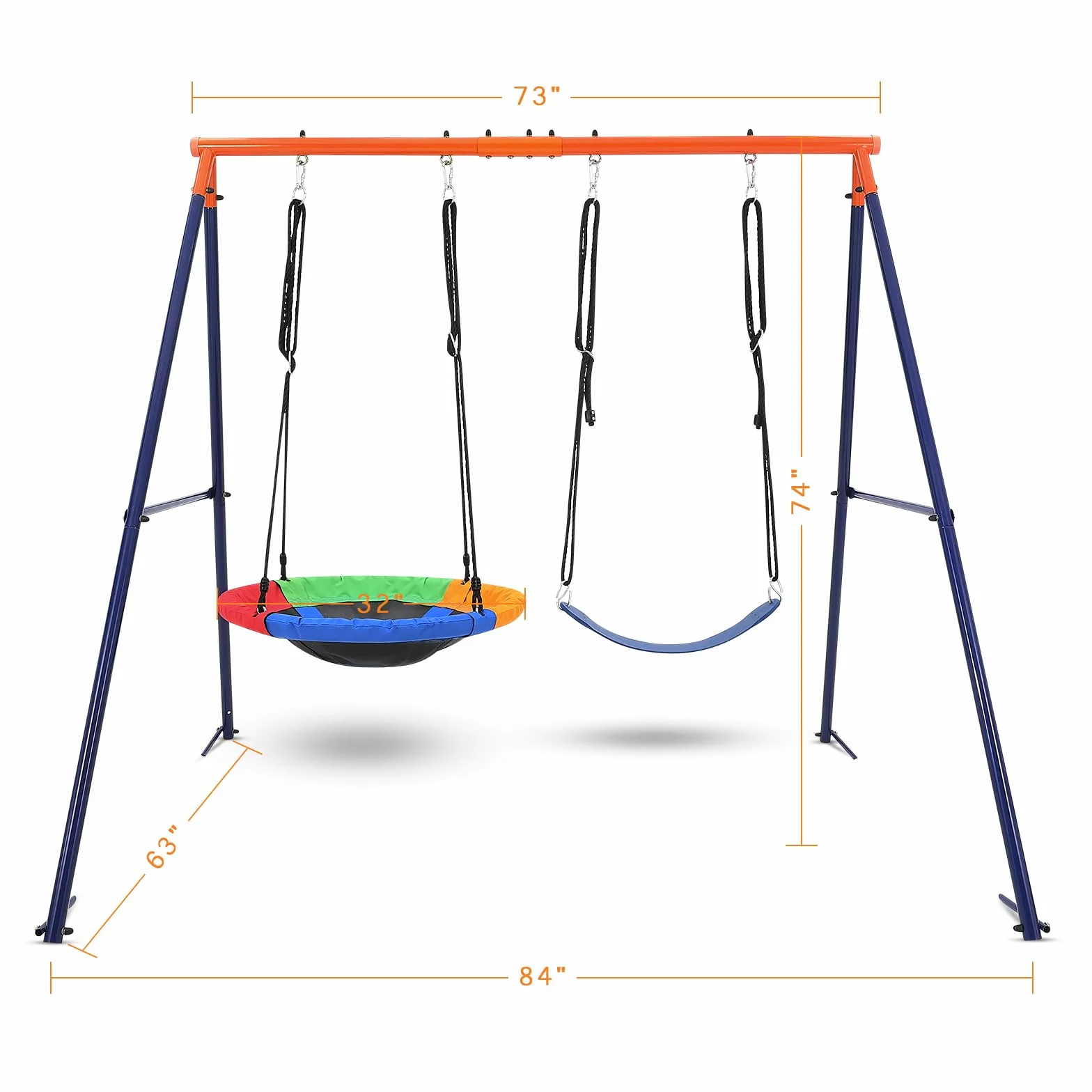 Portique Balançoire Extérieur Kit 2 Sièges Réglables Cadre Métal 250 kg Adulte Enfant