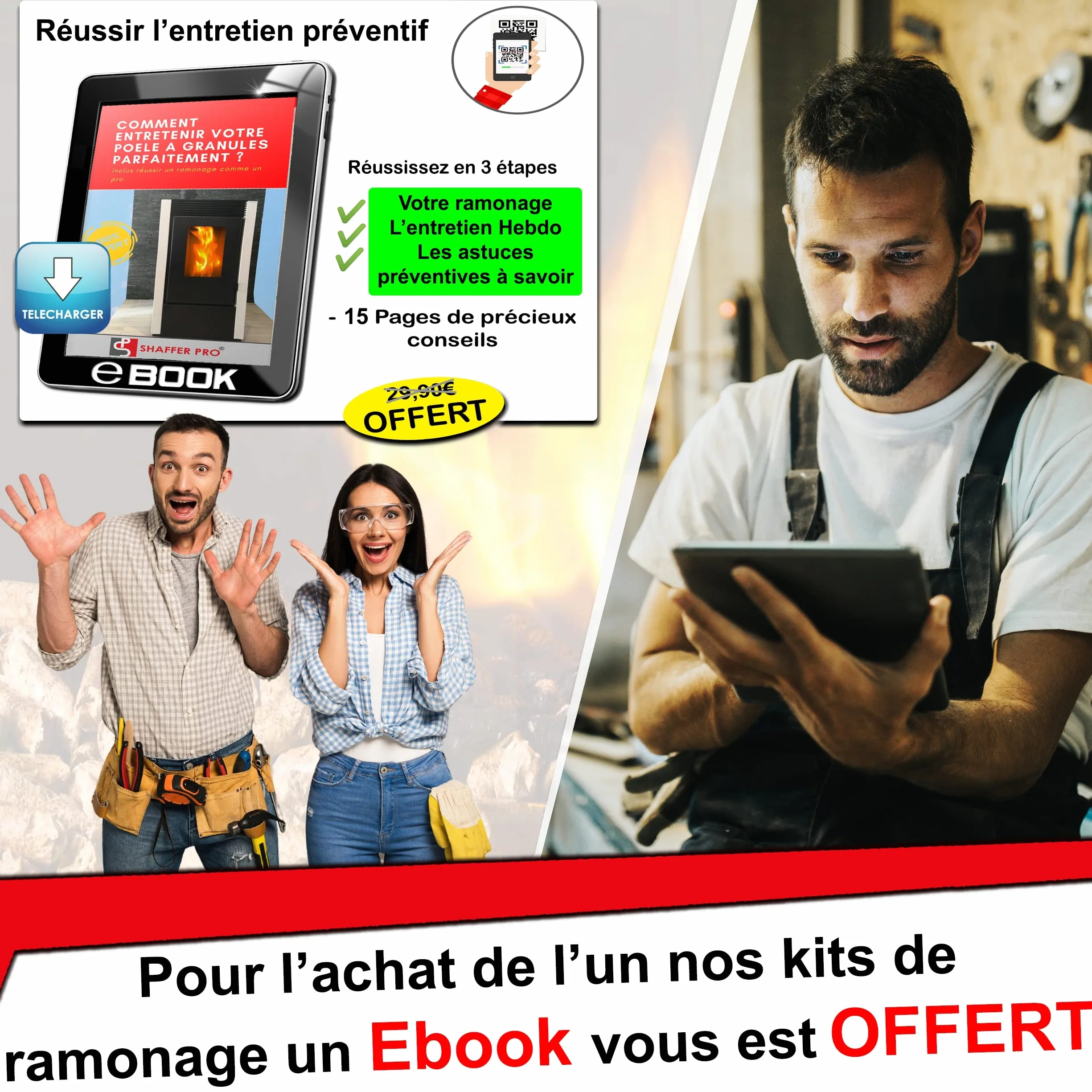 Kit de ramonage pour poêle à granulés 6 mètres | Hérisson 80/100 mm | 10 tiges flexible
