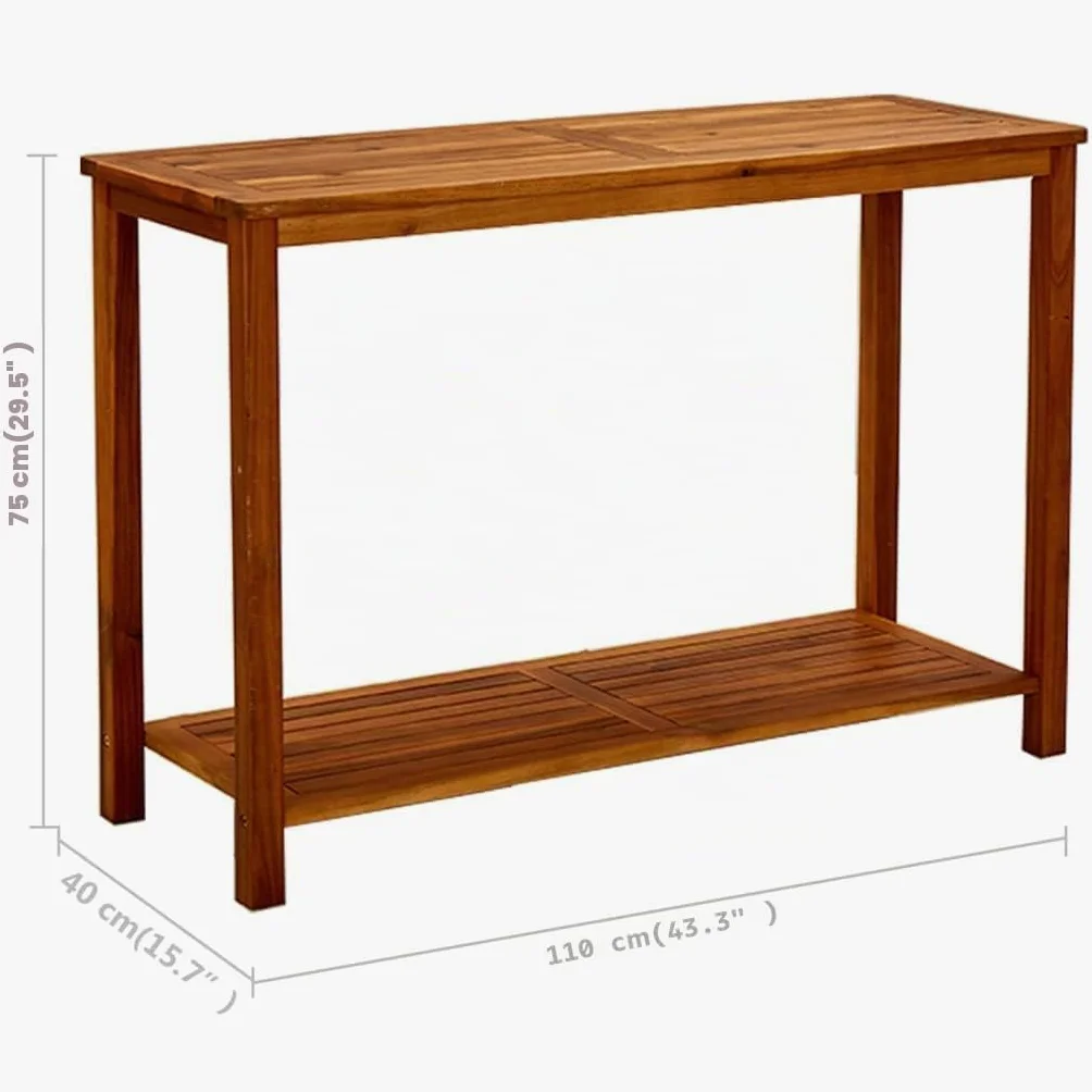 vidaXL Bois d'Acacia Solide Table Console de Jardin Table d'Appoint Table de Patio Meuble de Terrasse Table d'Extérieur 110x40x75 cm