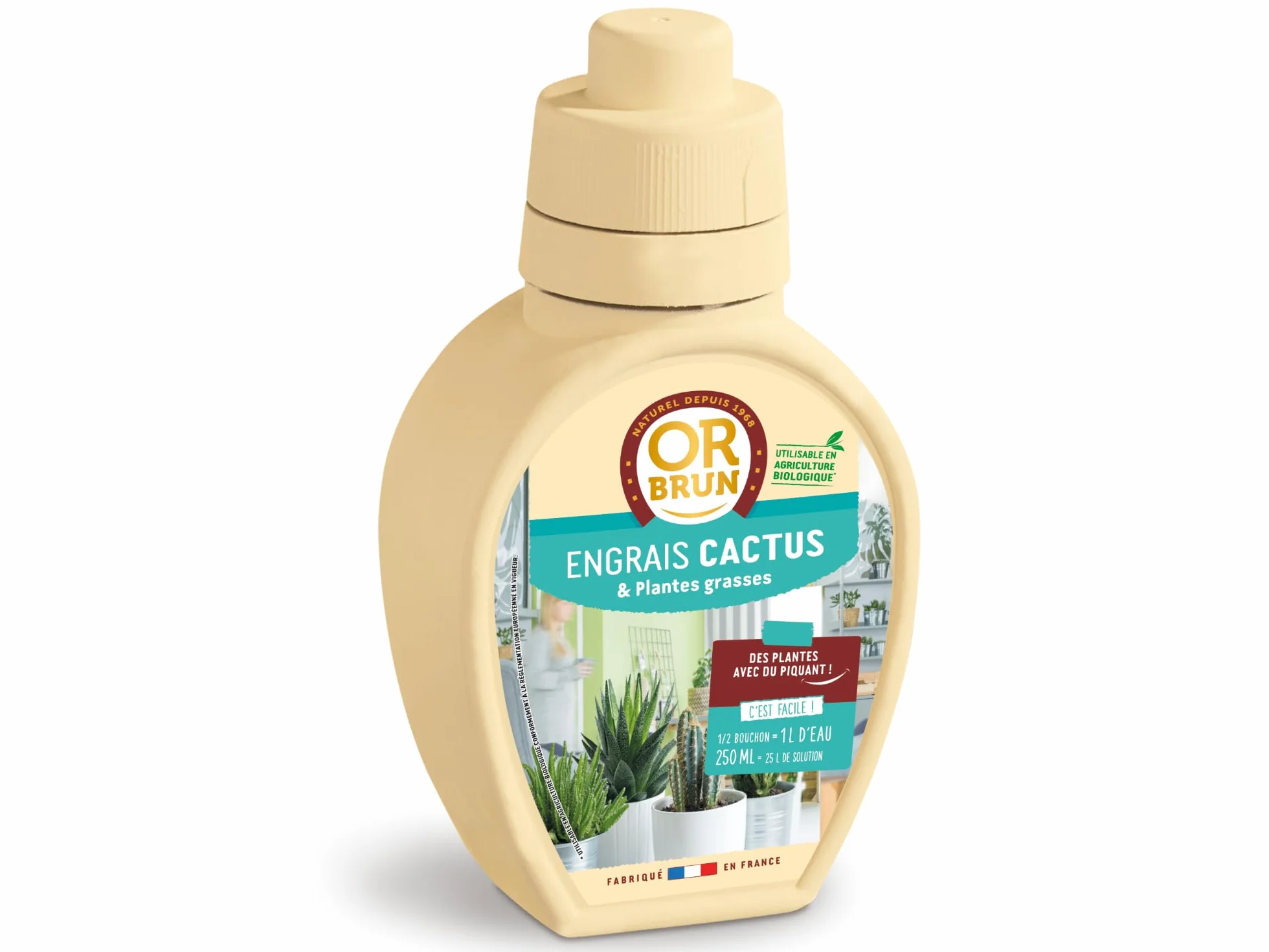 OR BRUN Engrais Cactus & Plantes Grasses - 250ml - Enrichit Les Plantes - Fabriqué En France - Utilisable En Agriculture Biologique OBRECLCACTUS250