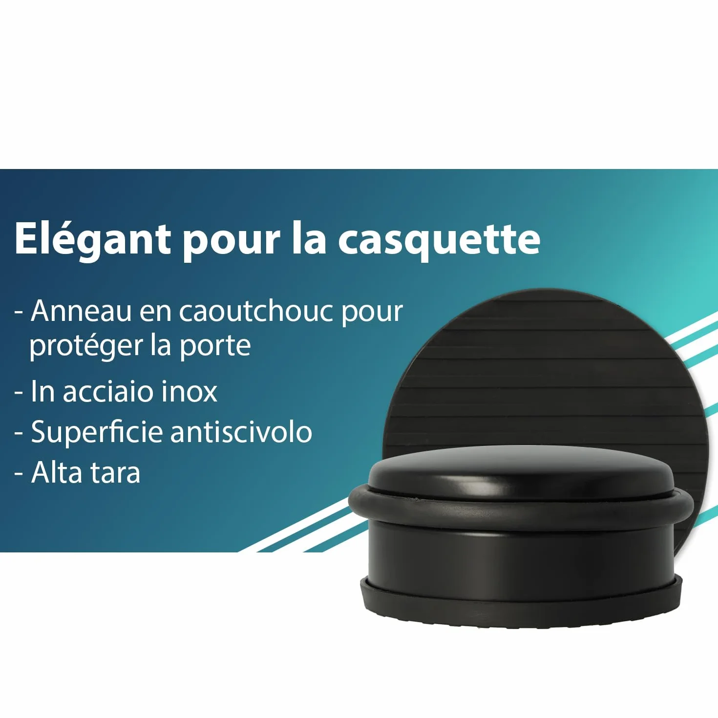 Westcott Butée de porte en acier inoxydable noir 1,2 kg ⌀ 10 cm hauteur 4 cm