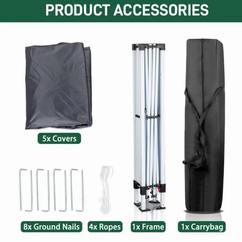 Bonnlo Tonnelle de Jardin Pliante 3x3 imperméable/Tente Pop-up Inclus Sac de Transport/Barnum Pliant Exterieur Rapide à Installer/Gazebo avec Paquet de 4 Poids Lourd Sable,Gris