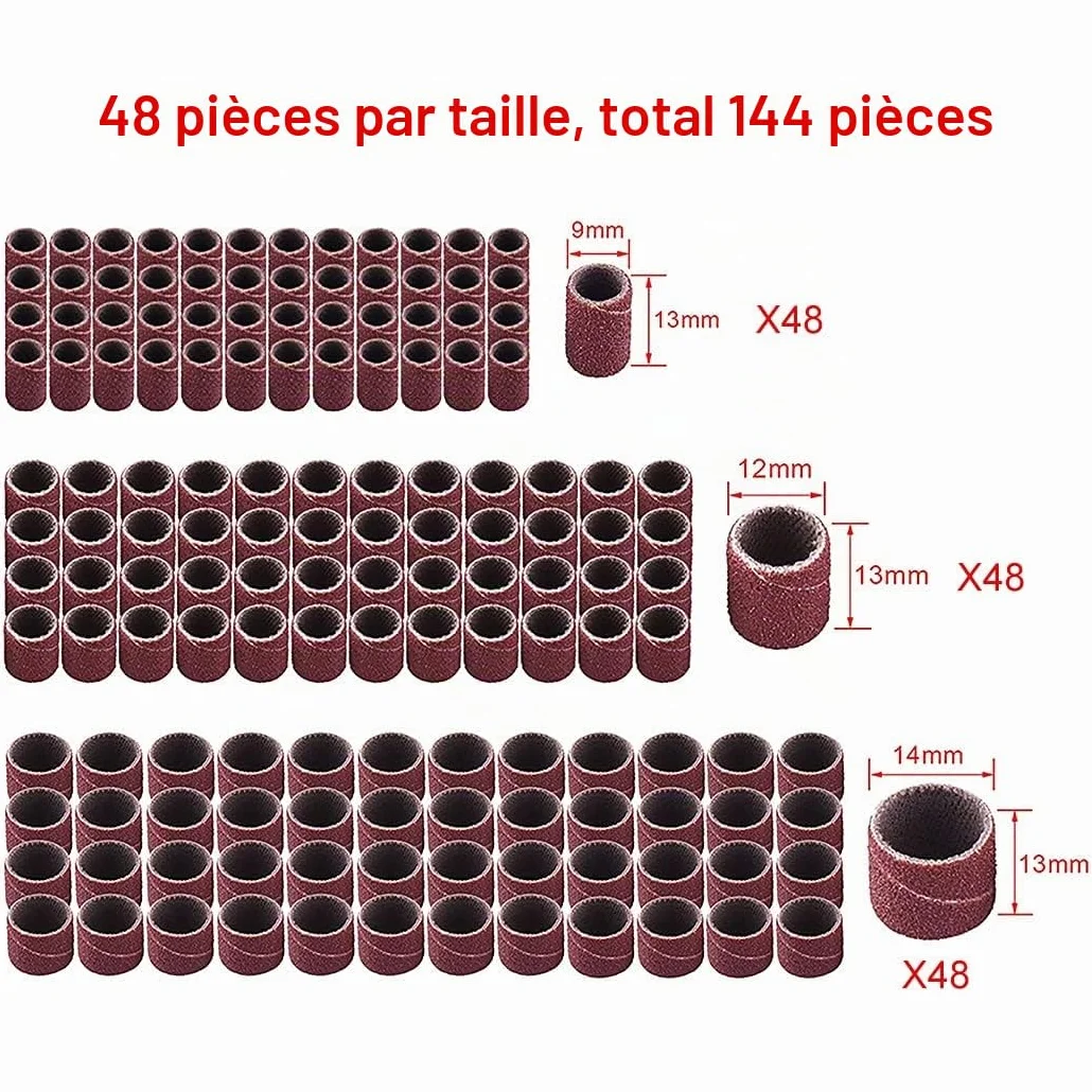 150 Pièces Tambour De Ponçage avec Bandes de Ponçage et Mandrin pour Dremel Outils Rotatifs