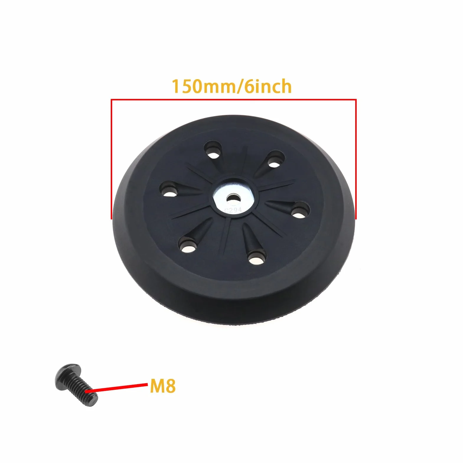 Crochet et Boucle Support Pad 150mm 6 trous Compatible avec Ponceuse DeWalt D26410 Metabo SX E 425 XL SX E 450 Duo SXE 450 TurboTec