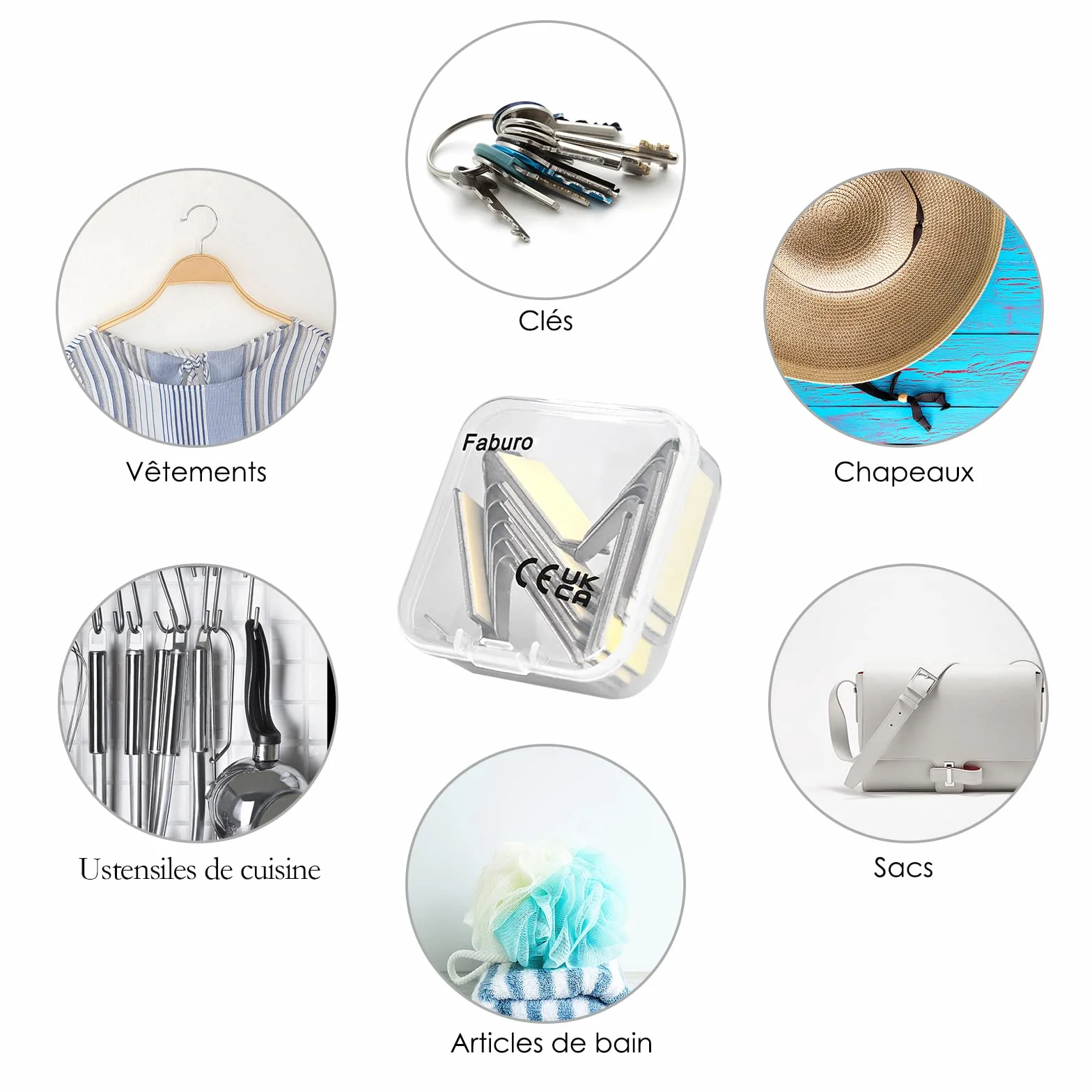 Crochet Adhesif Mural Acier Inoxydable 12 Pièces Sans Perçage pour Cuisine Salle de Bain