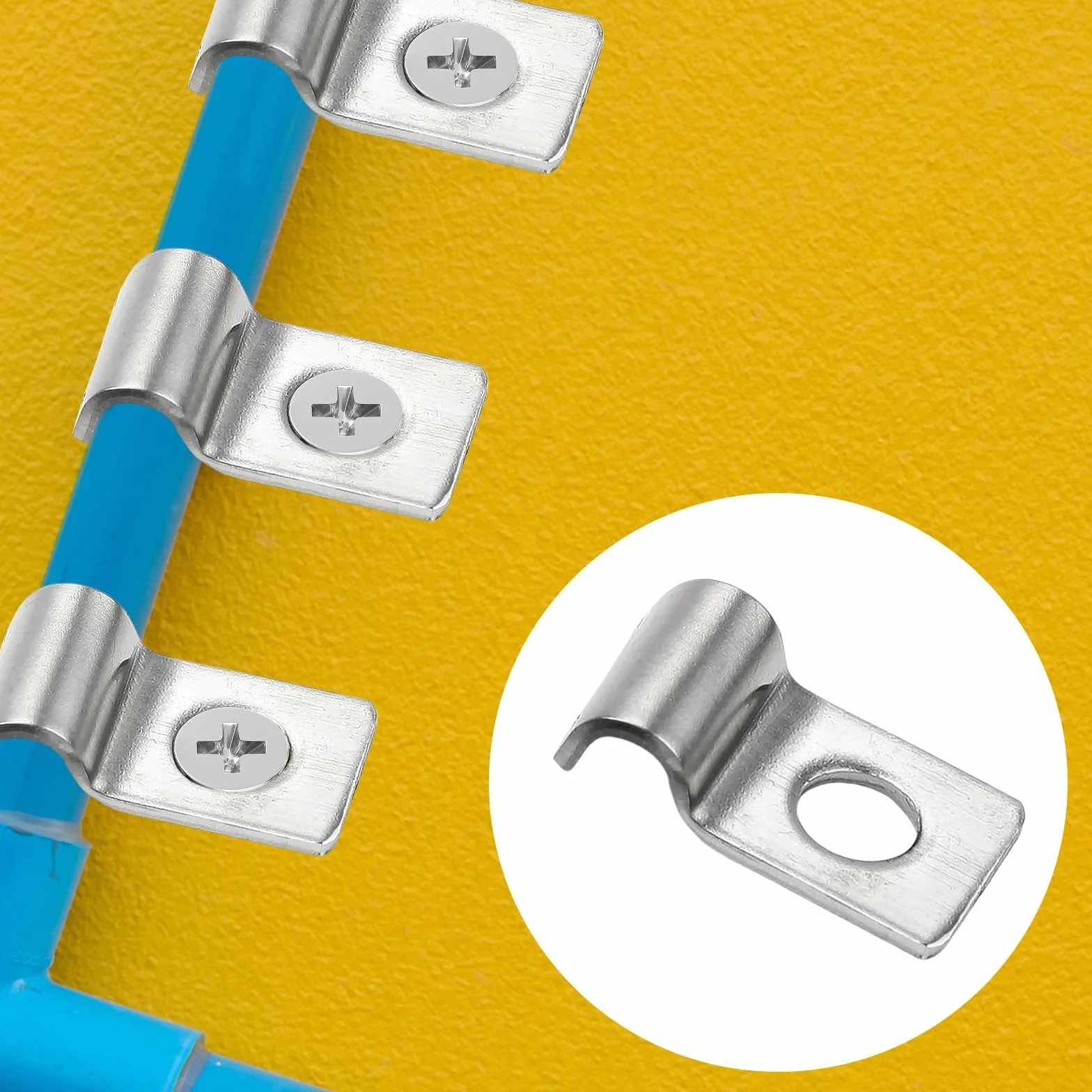 50 Pièces Fixation Grillage Rigide Mur Cavalier Cable Electrique Tube Attache 304 Acier Inoxydable U Tube Pince 4mm