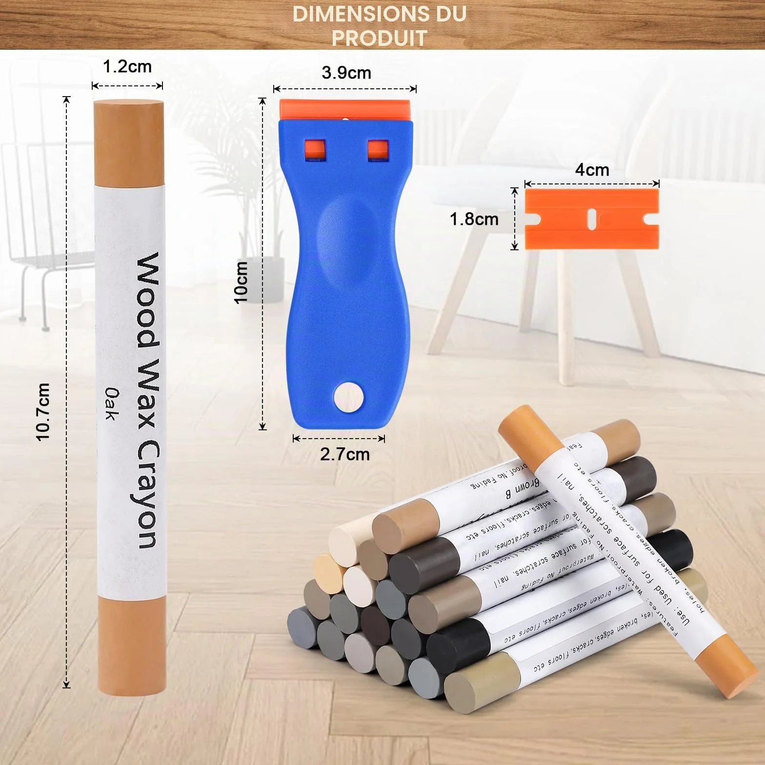 Kit de crayons de cire pour réparation de meubles, bâton de mastic, marqueurs de retouche multi-surfaces