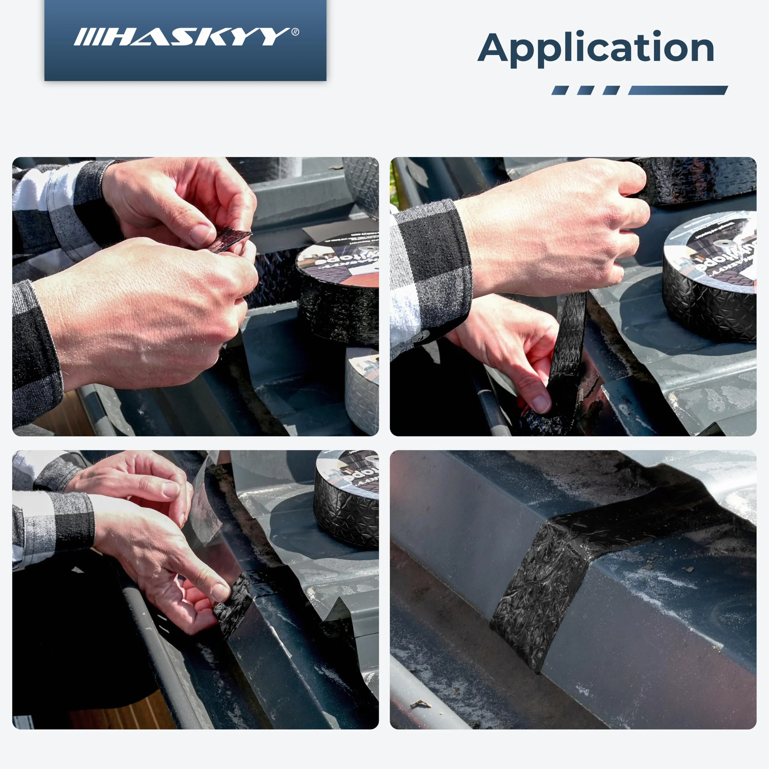 HASKYY Ruban d'étanchéité en butyle 50mm x 5m Adhésif Bande étanche aluminium Imperméable Réparation Noir