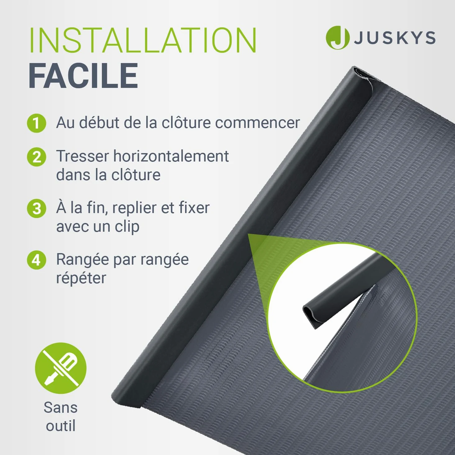 Juskys Rouleaux Brise-Vue en PVC pour clôtures à barreaux Doubles - 4 Rouleaux de 35 m, 120 Clips de Fixation - Film Anti-Regards pour clôture Protection visuelle - Anthracite