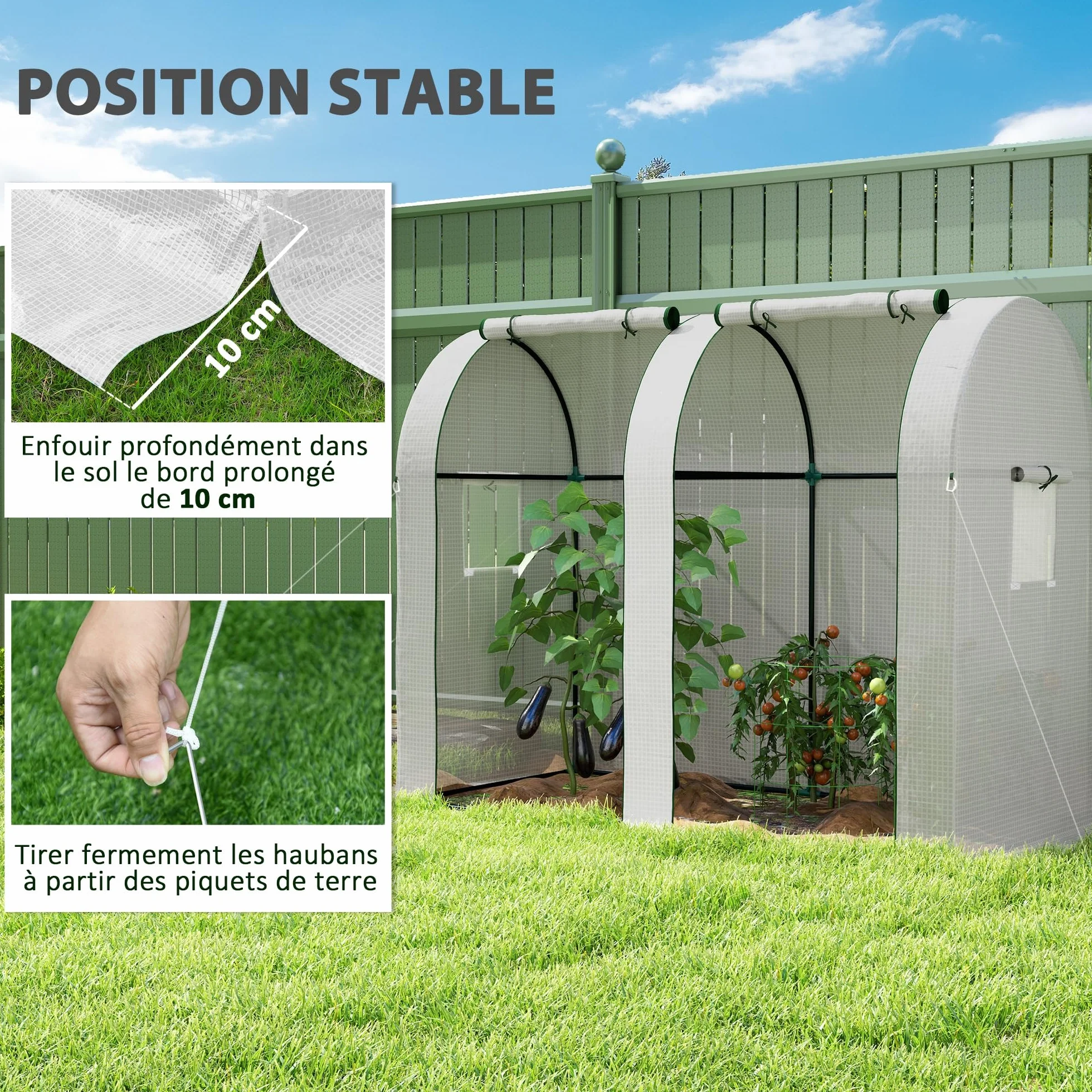 Outsunny Serre de Jardin 1,8 m² Acier PE Haute densité Anti-UV Blanc
