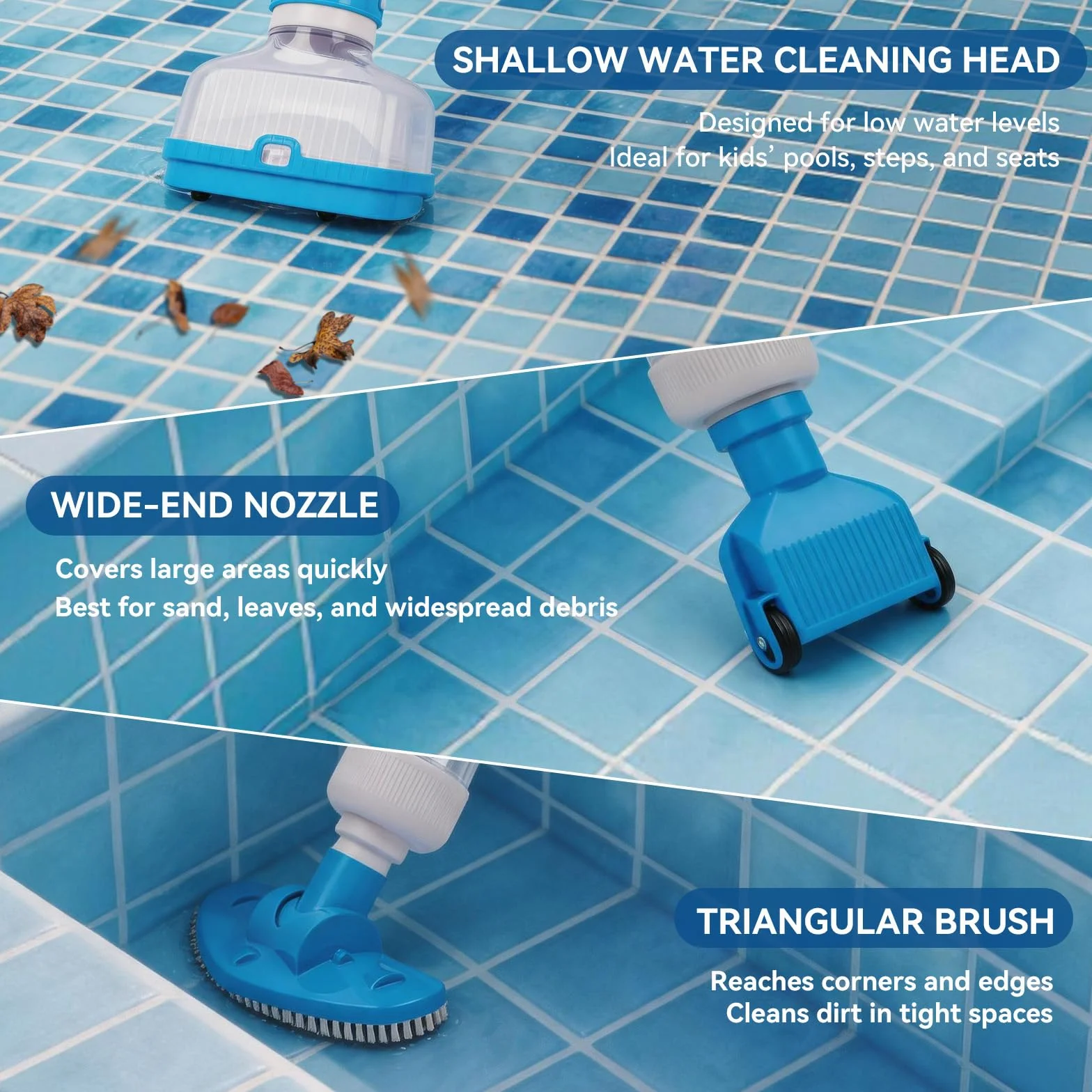Aspirateur de Piscine sans Fil, Nettoyeur de Piscine à Main avec Autonomie 70 Mins, Charge Rapide 1H, IPX8 Étanche, Idéal pour Spa, Jacuzzi, Piscine Hors Sol et Escaliers