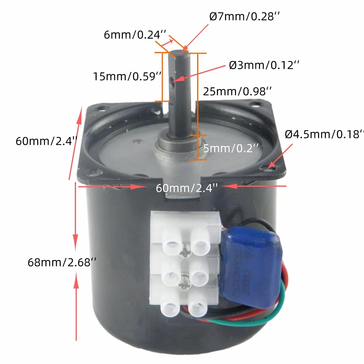 CHANCS Miniature moteur électrique 68KTYZ 220V 2.5RPM CW/CCW 100Kgf.cm