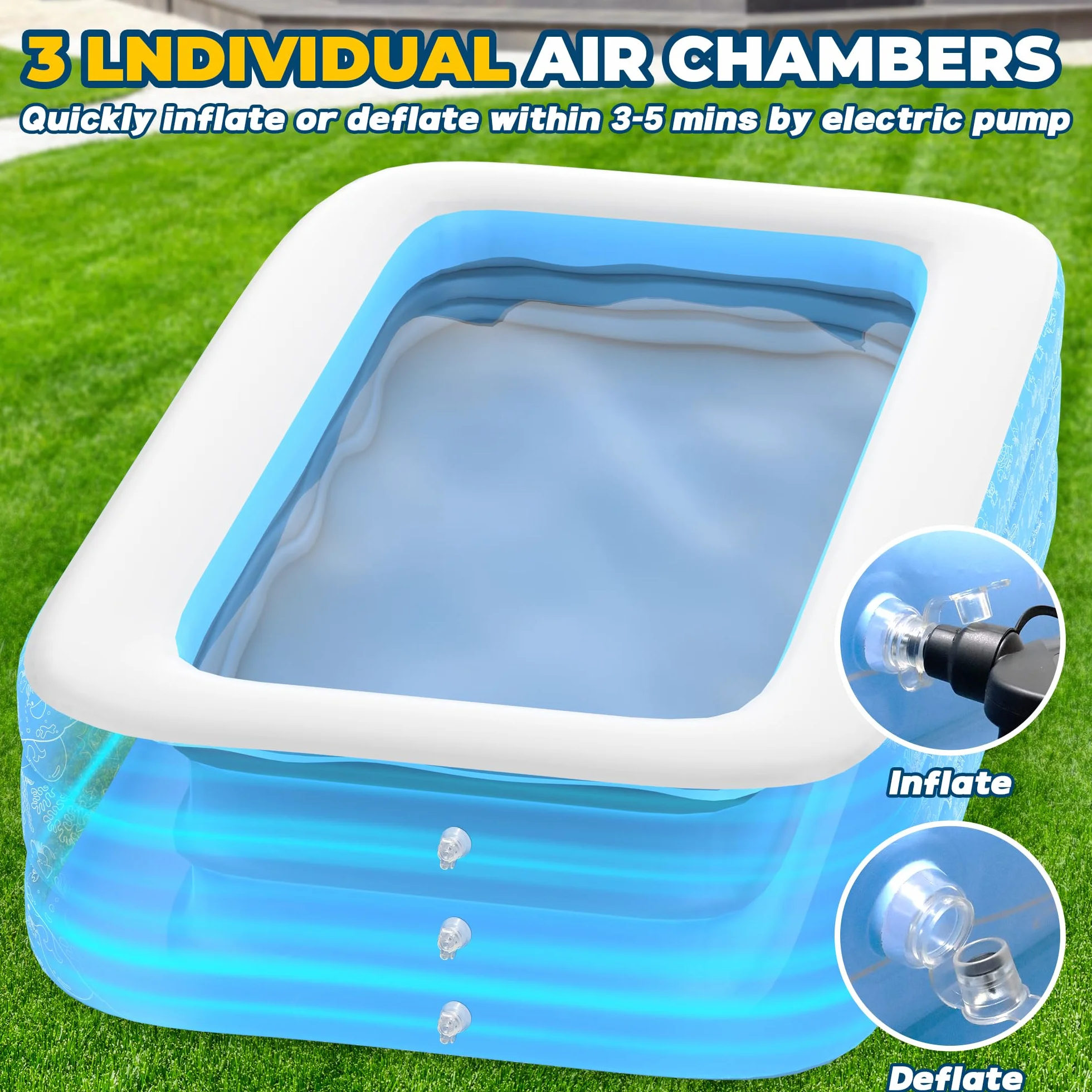 Piscine gonflable 180 x 137 x 58 cm pour enfants et adultes, durable