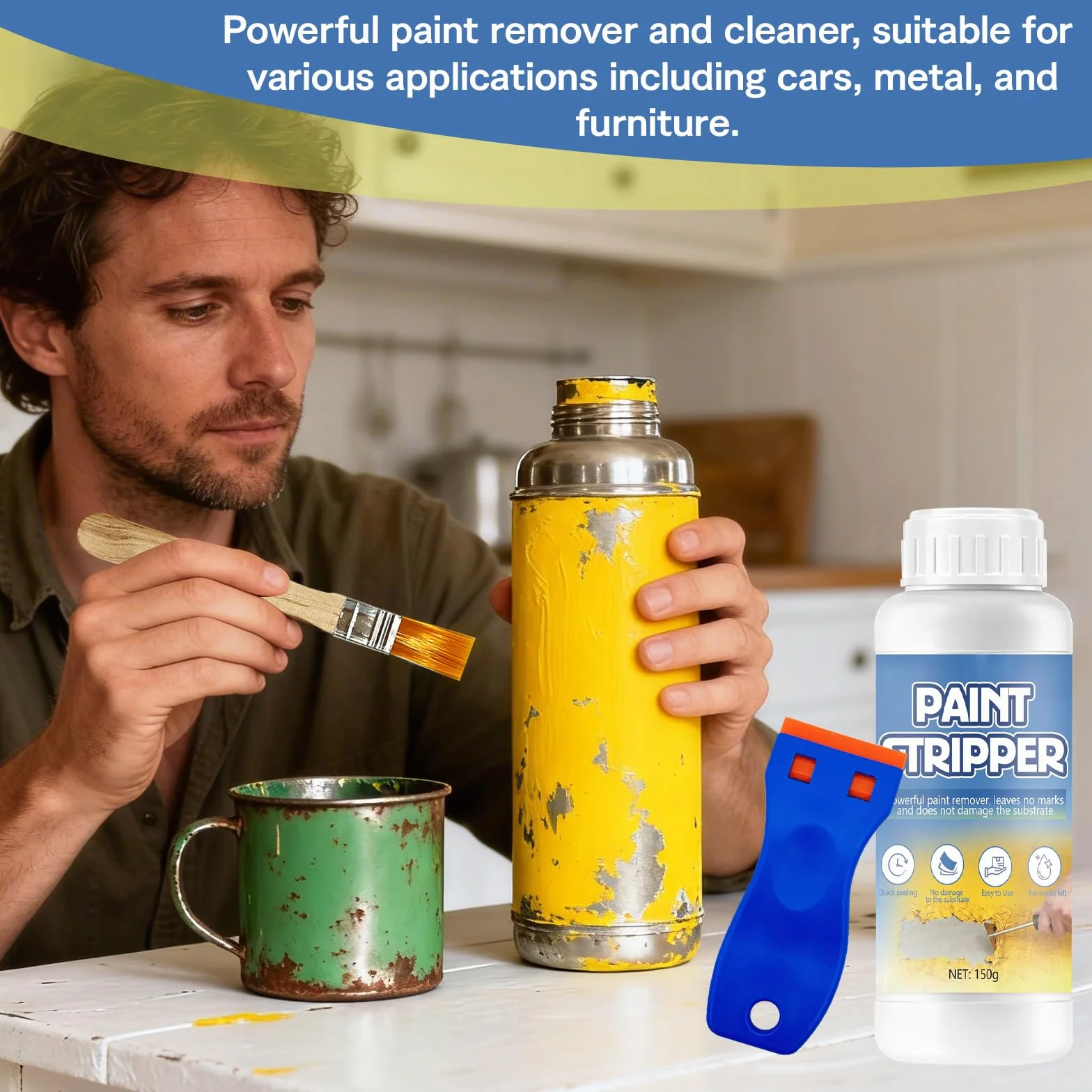 Décapant Universel 150g Décapant Peinture Pinceaux Bois Fer Métaux