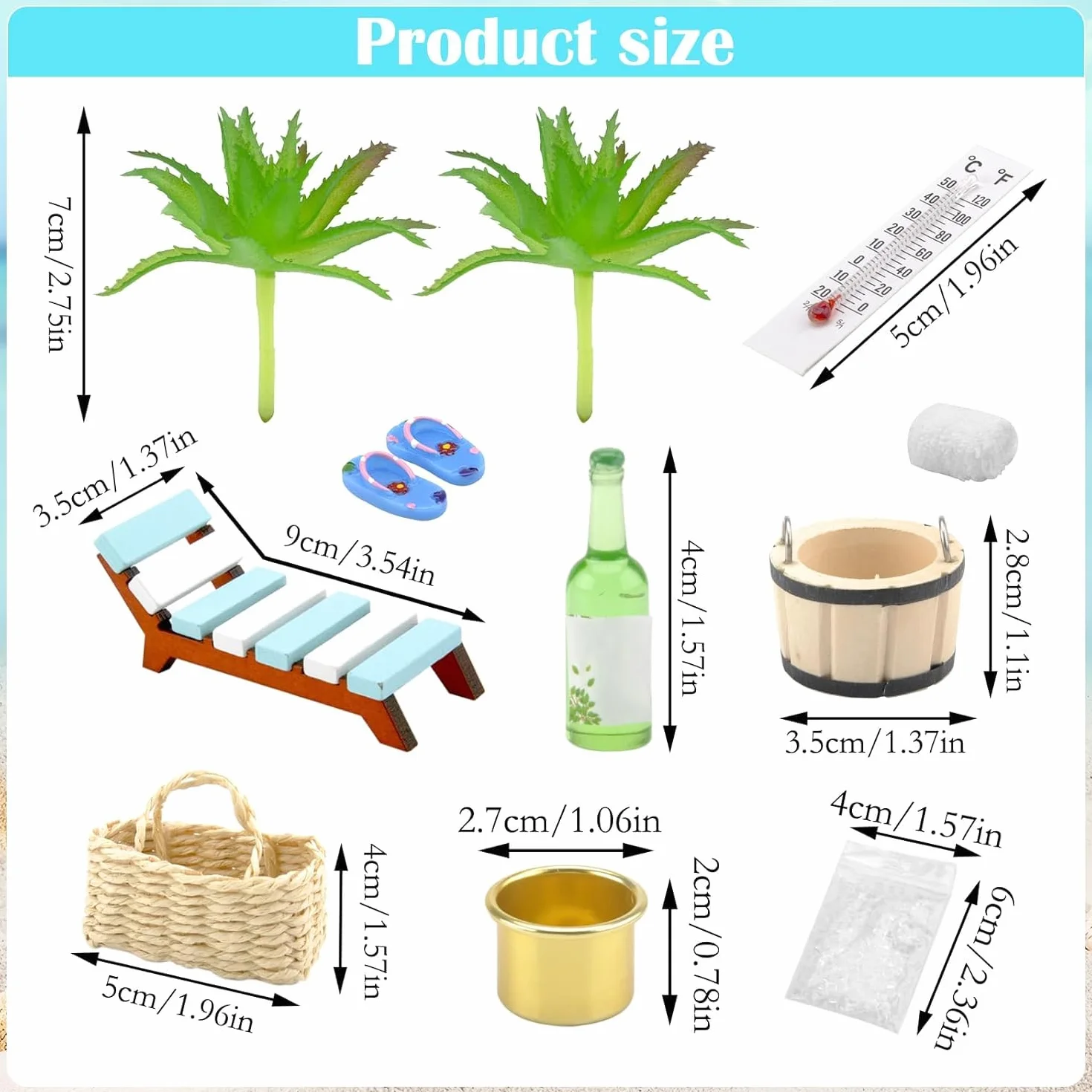 Kit d'accessoires de sauna miniature 11 pièces, décoration bien-être, micro paysage plage bricolage