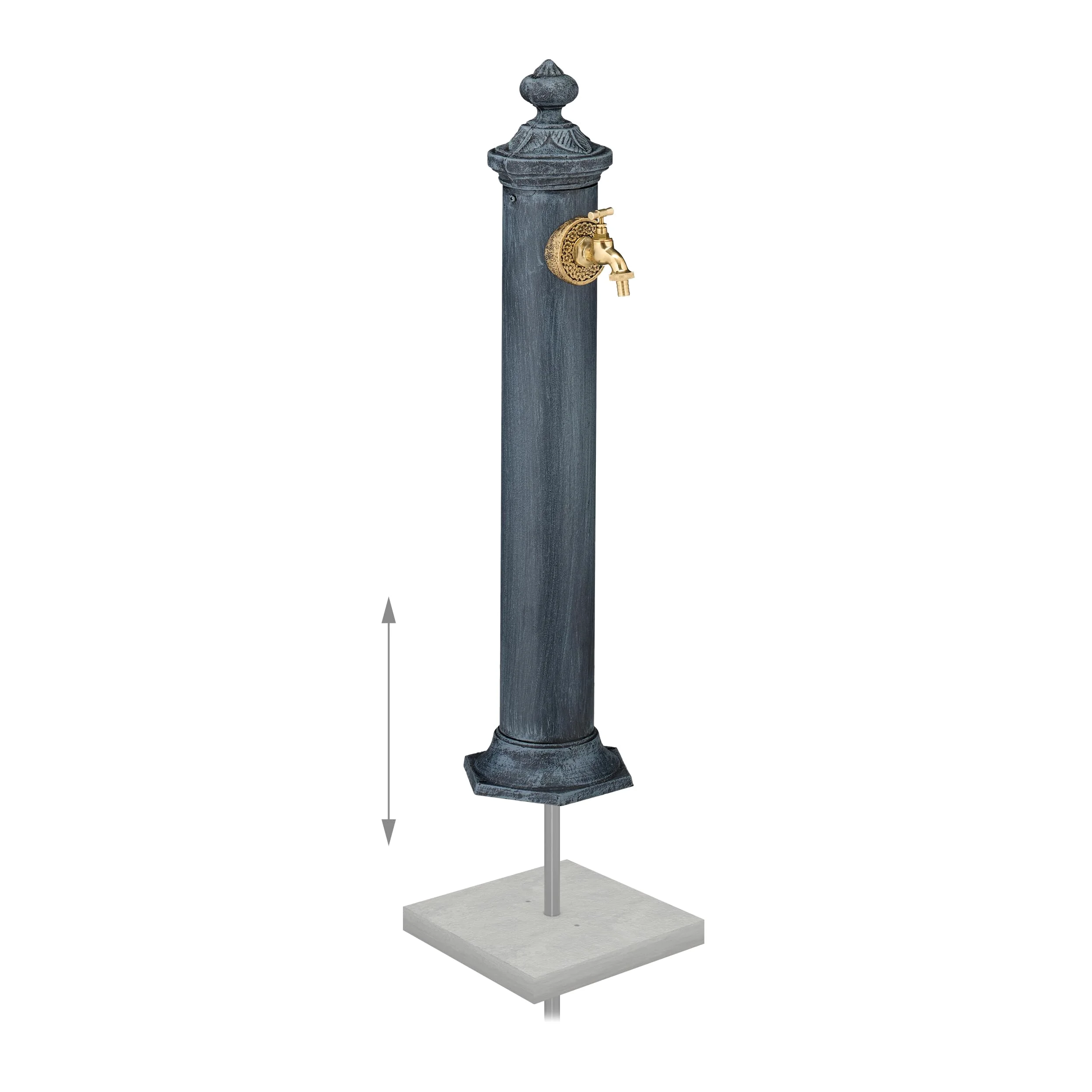 Relaxdays Fontaine extérieure de Jardin, Design Antique, pour Le Jardin ou la terrasse, HLP 84x21,5x27 cm, Gris