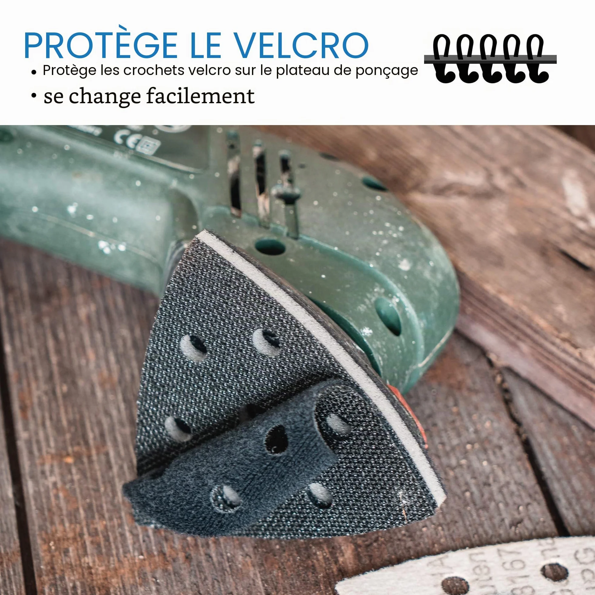 DFS Protection Pad auto-agrippant 93 x 93 x 93 mm 6 trous plateau ponceuse triangulaire interface mousse souple