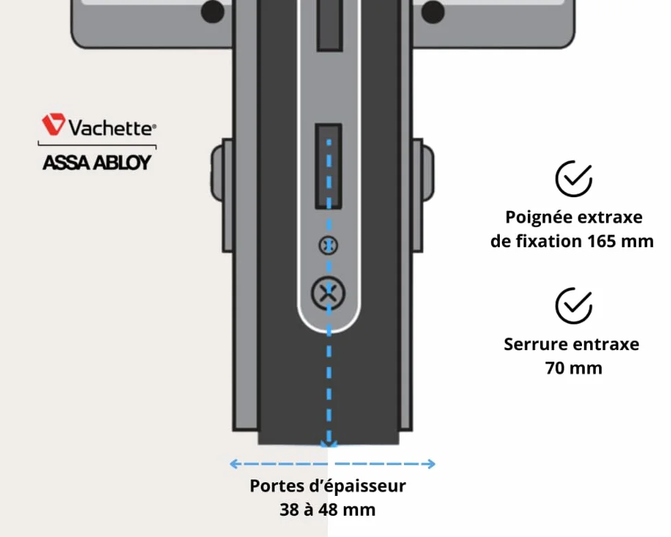 Vachette Set Poignée Porte Aluminium Argent Entraxe 165 mm