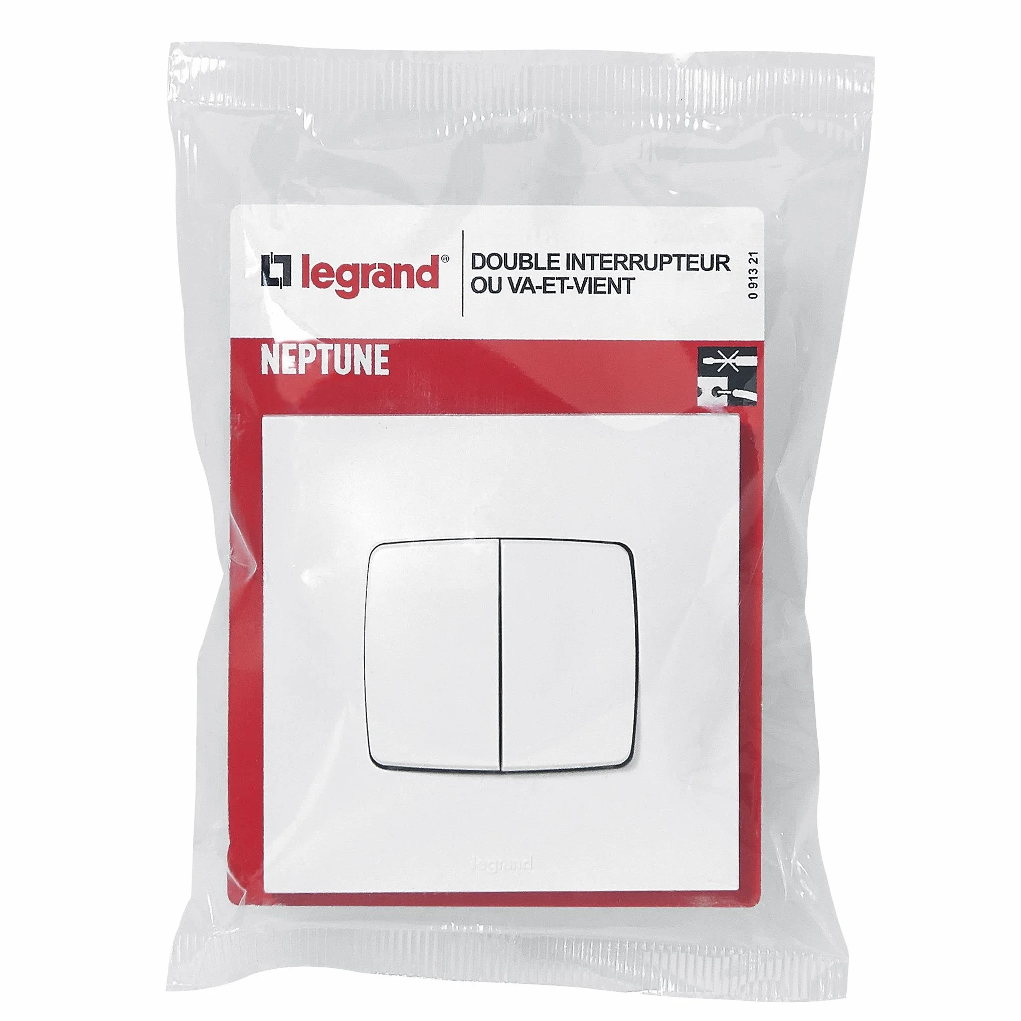 Legrand Interrupteur Double Va-et-Vient Neptune 10A Commande Éclairage Monobloc Blanc