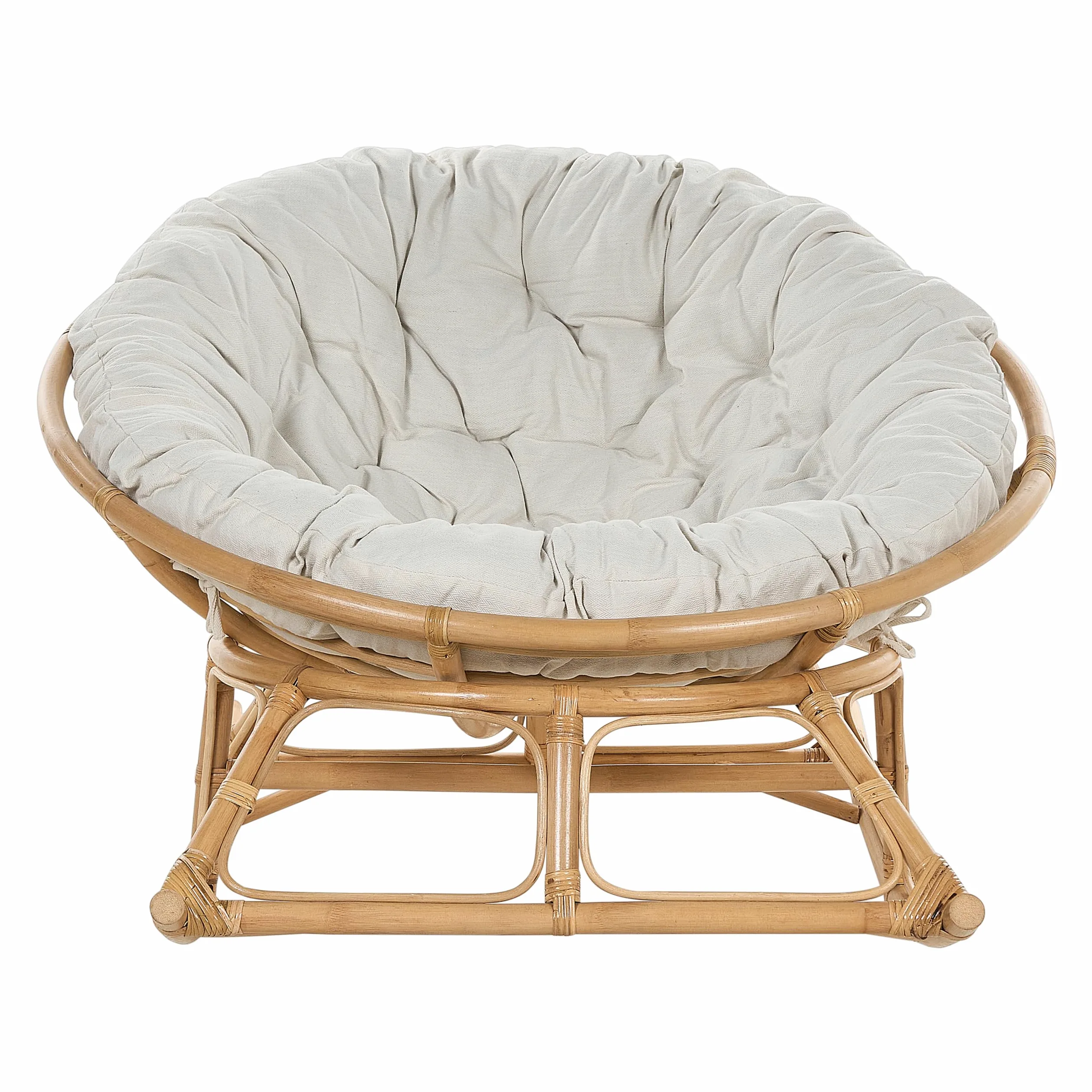 Beliani Fauteuil à Bascule Rond en Rotin Ton Naturel et Beige Clair Empilable Orvieto